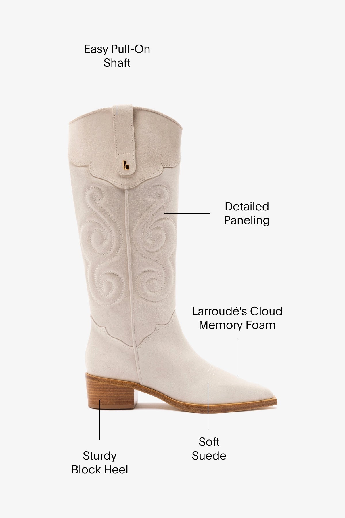 Larroude Paloma Boot In Mushroom Grey Suede