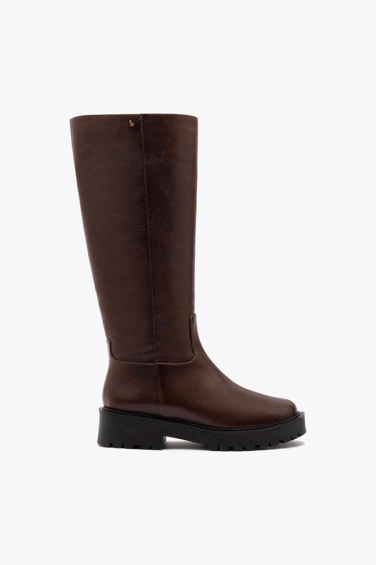 Larroude Anne Lugsole Boot In Brown Leather