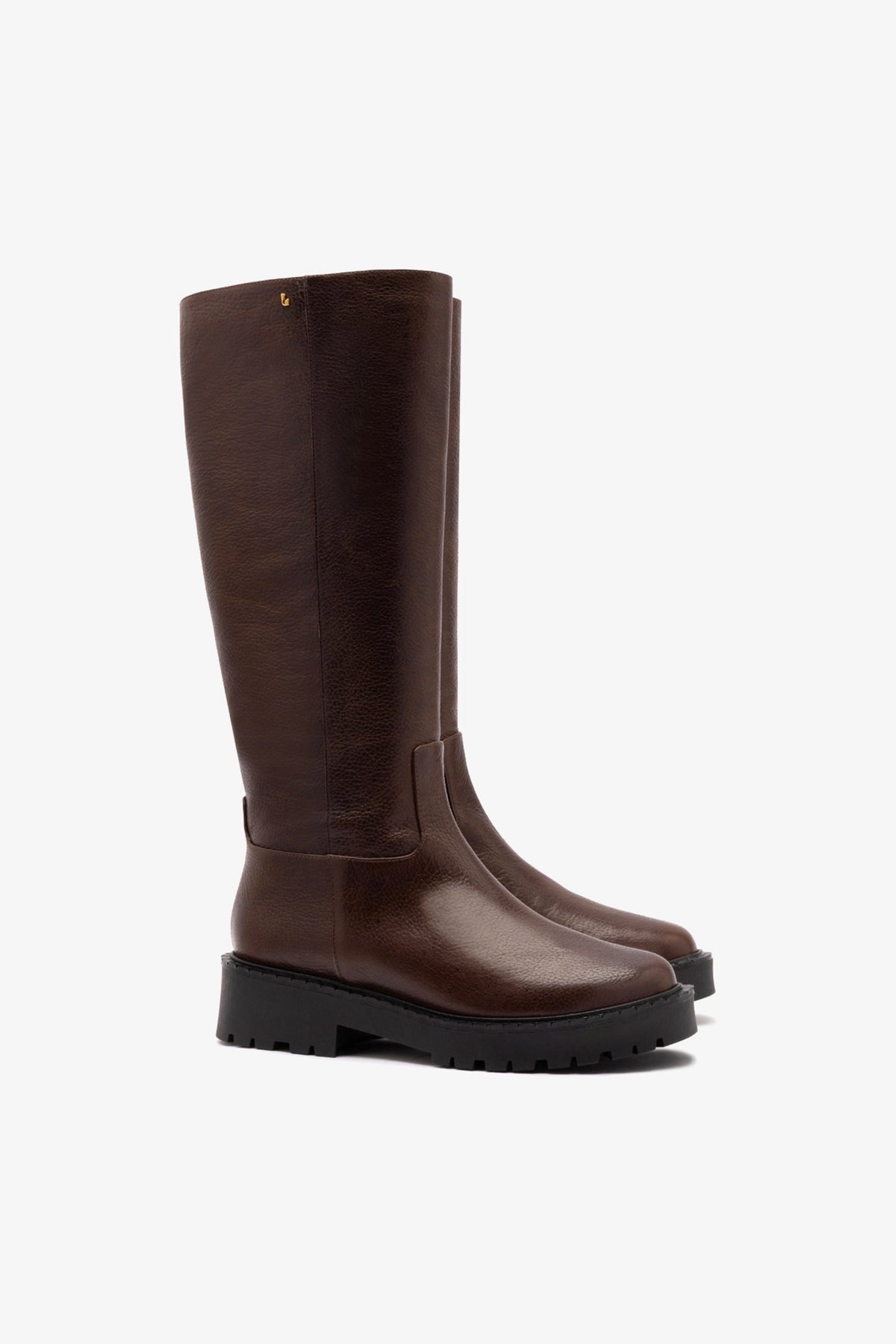 Larroude Anne Lugsole Boot In Brown Leather