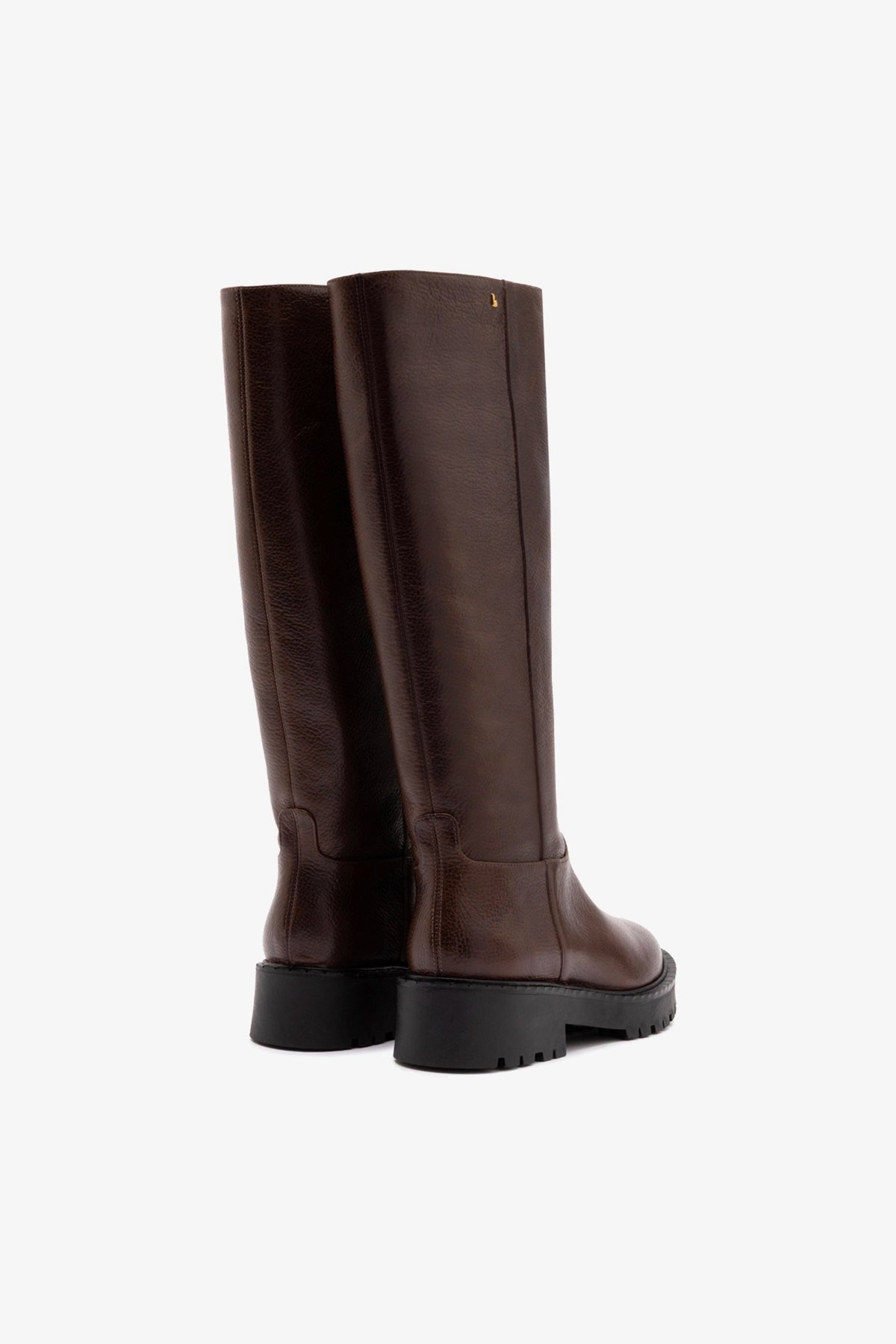 Larroude Anne Lugsole Boot In Brown Leather