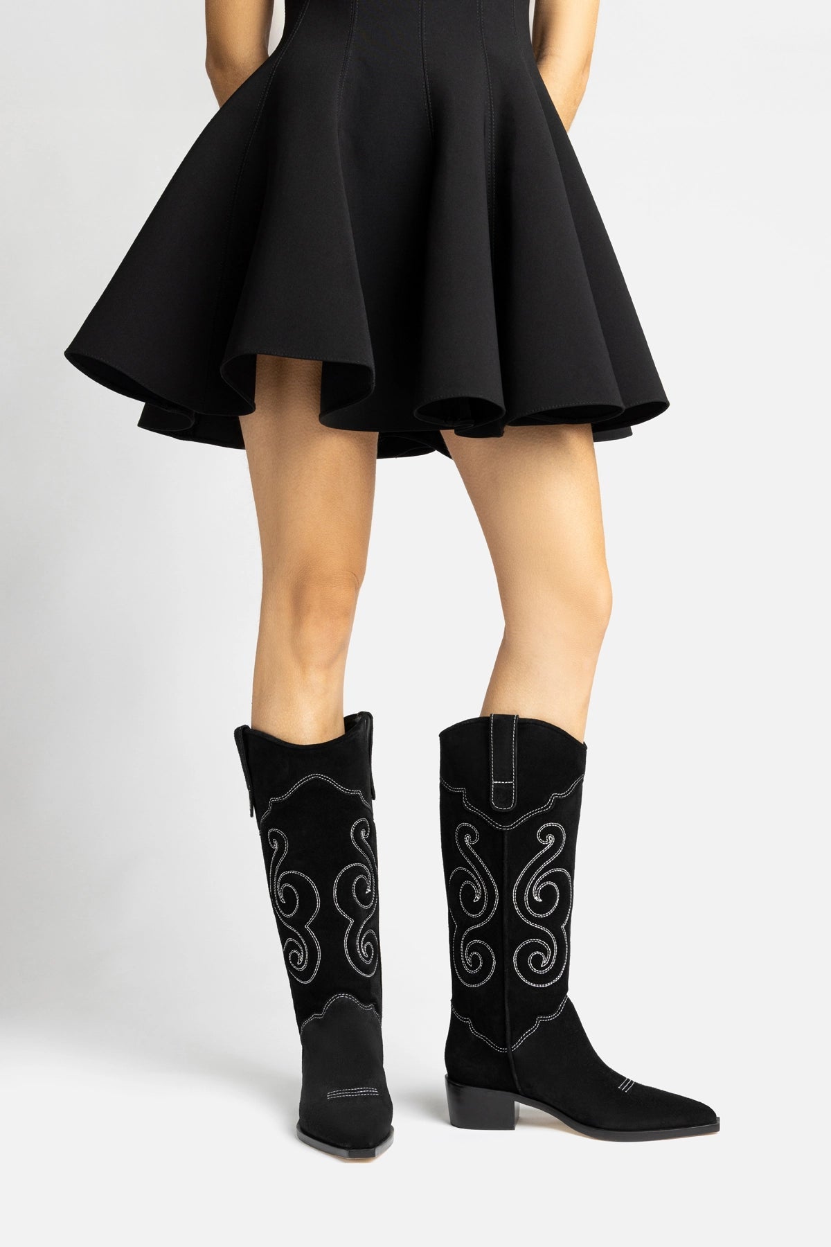 Larroude Paloma Boot In Black Suede