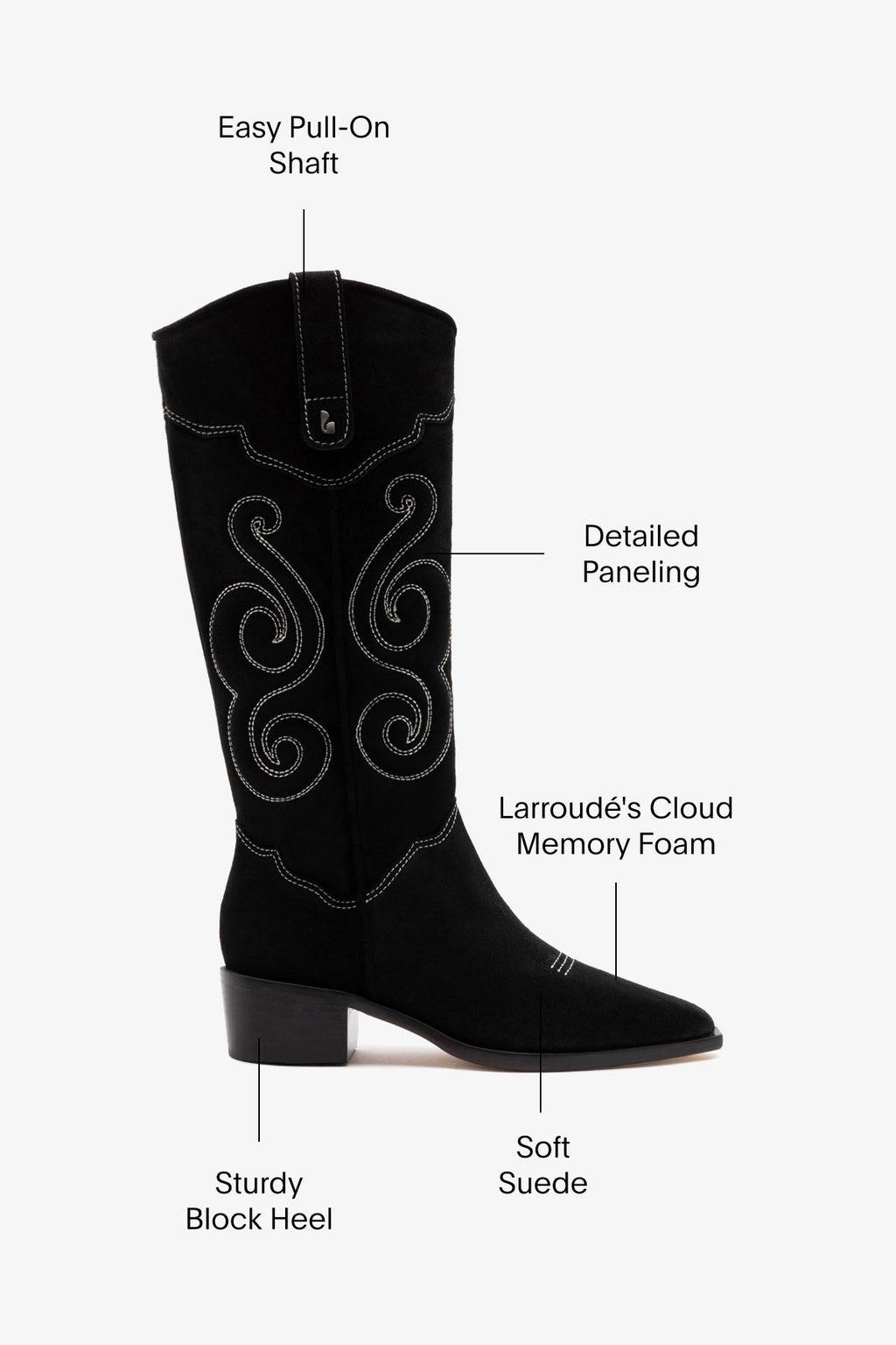 Larroude Paloma Boot In Black Suede