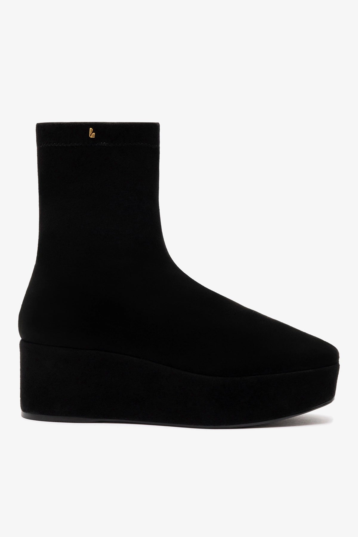 Larroude Dani Flatform Boot In Black Suede