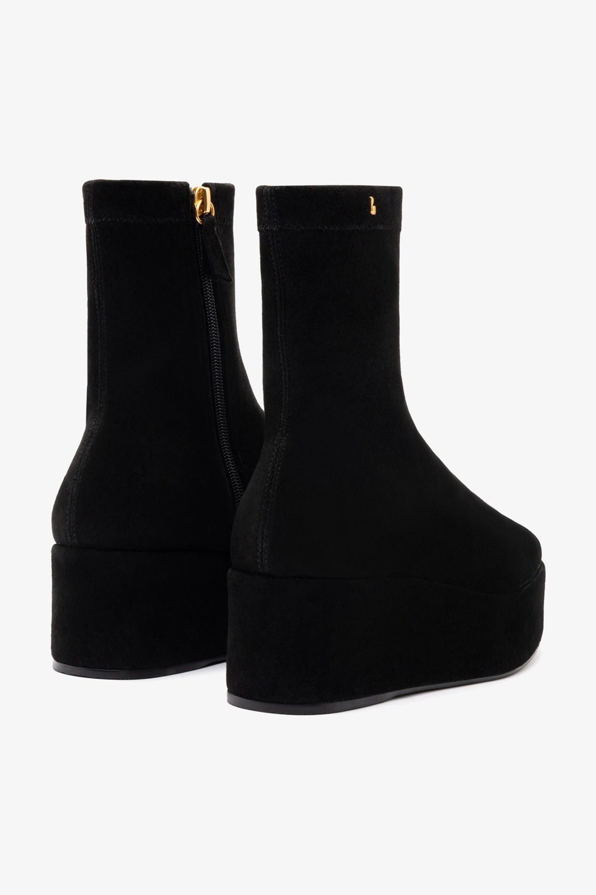 Larroude Dani Flatform Boot In Black Suede