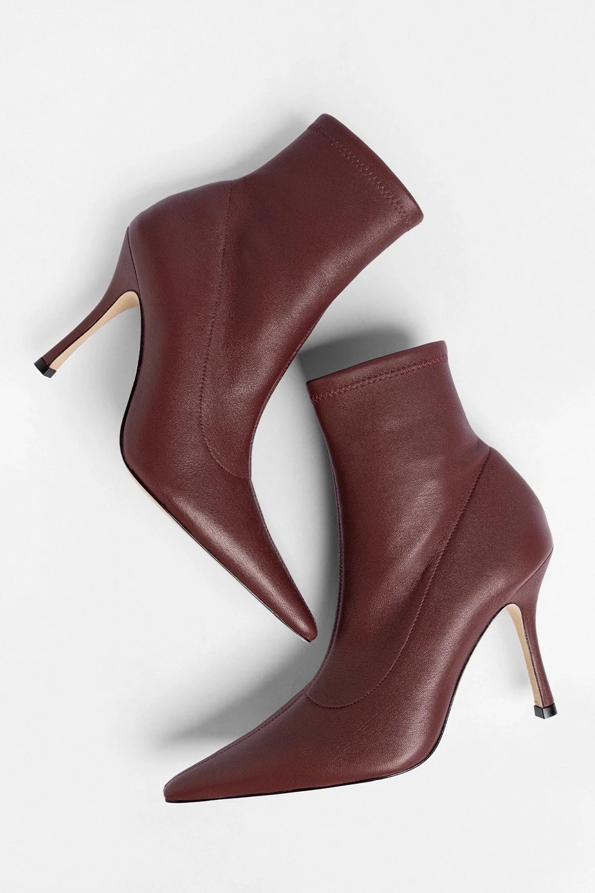 Larroude Mini Carine Boot Burgundy Stretch Leather