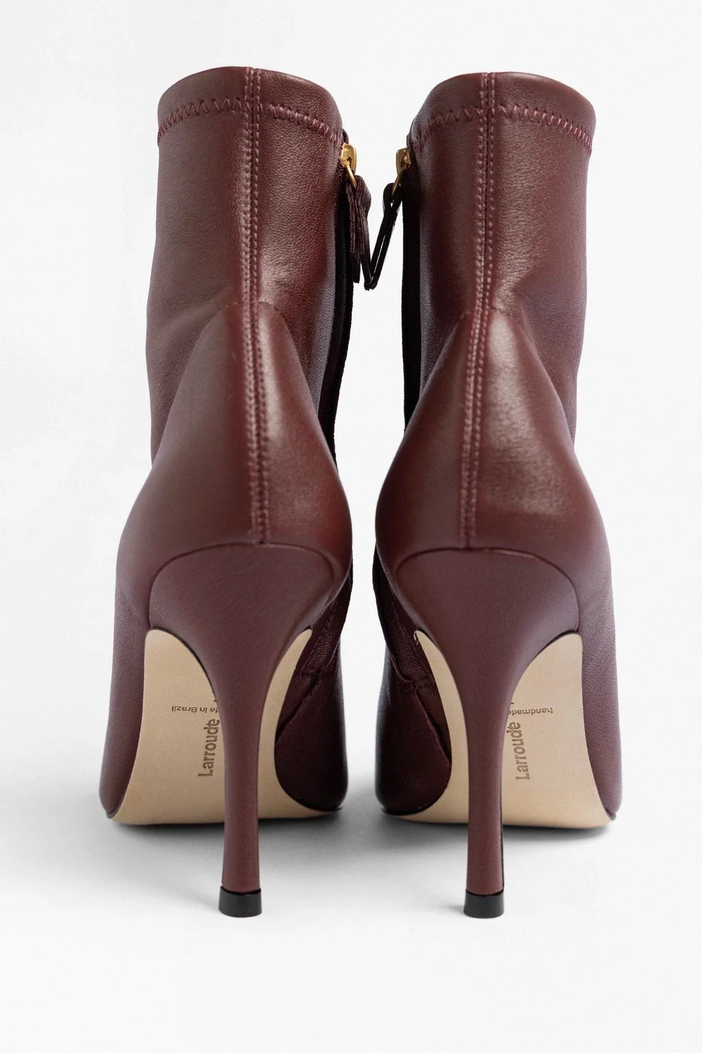 Larroude Mini Carine Boot Burgundy Stretch Leather