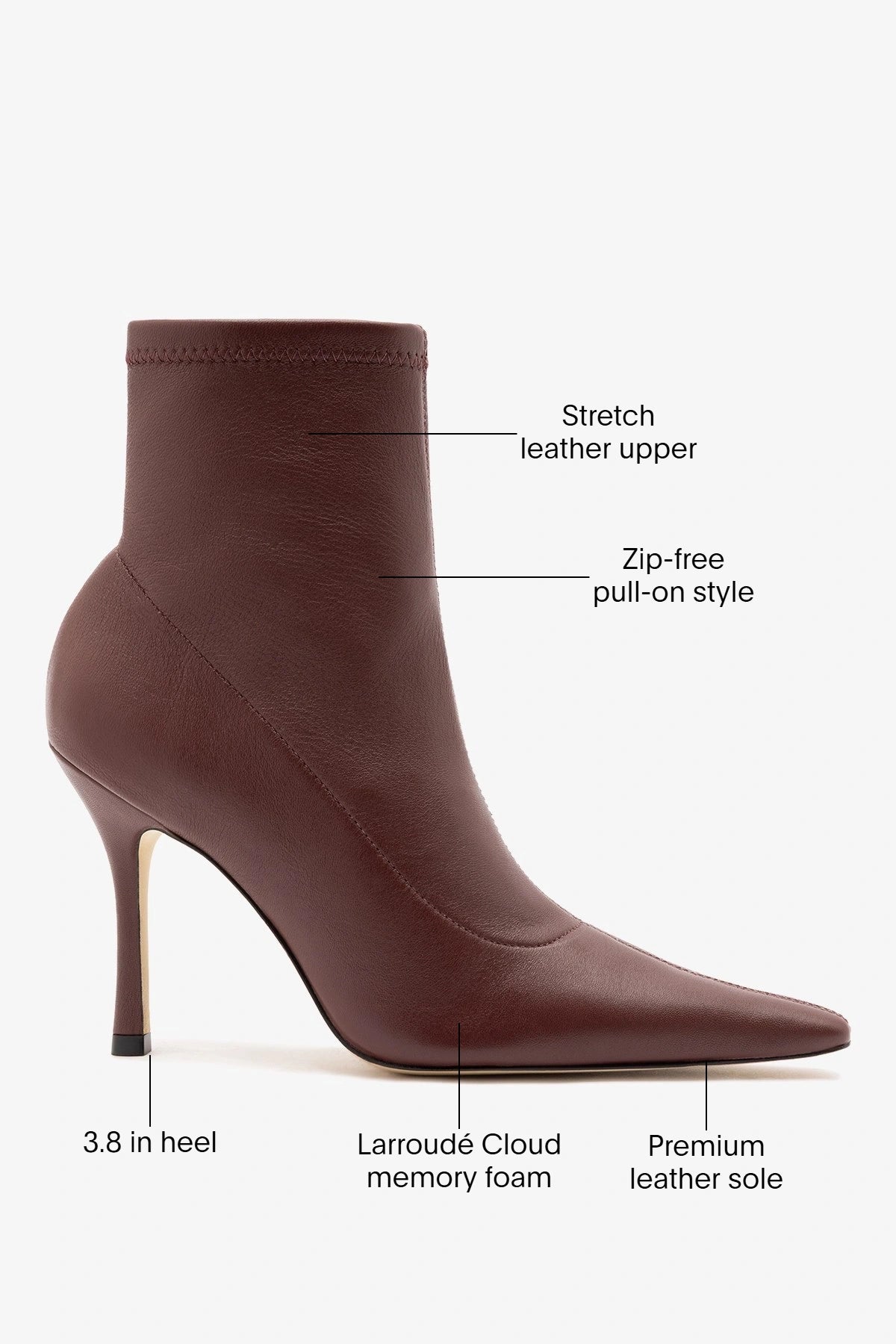 Larroude Mini Carine Boot Burgundy Stretch Leather