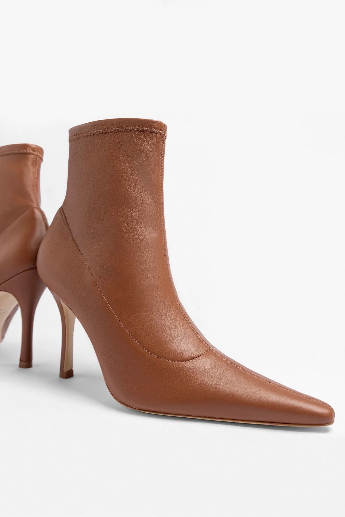 Larroude Mini Carine Boot Caramel Stretch Leather
