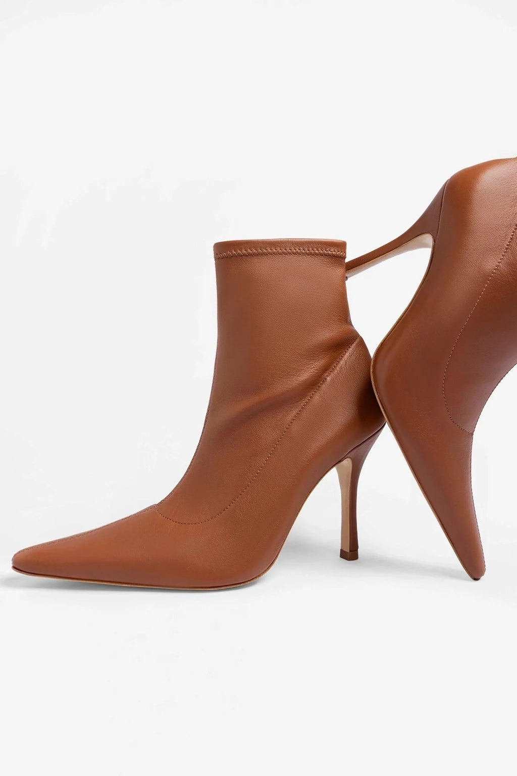 Larroude Mini Carine Boot Caramel Stretch Leather