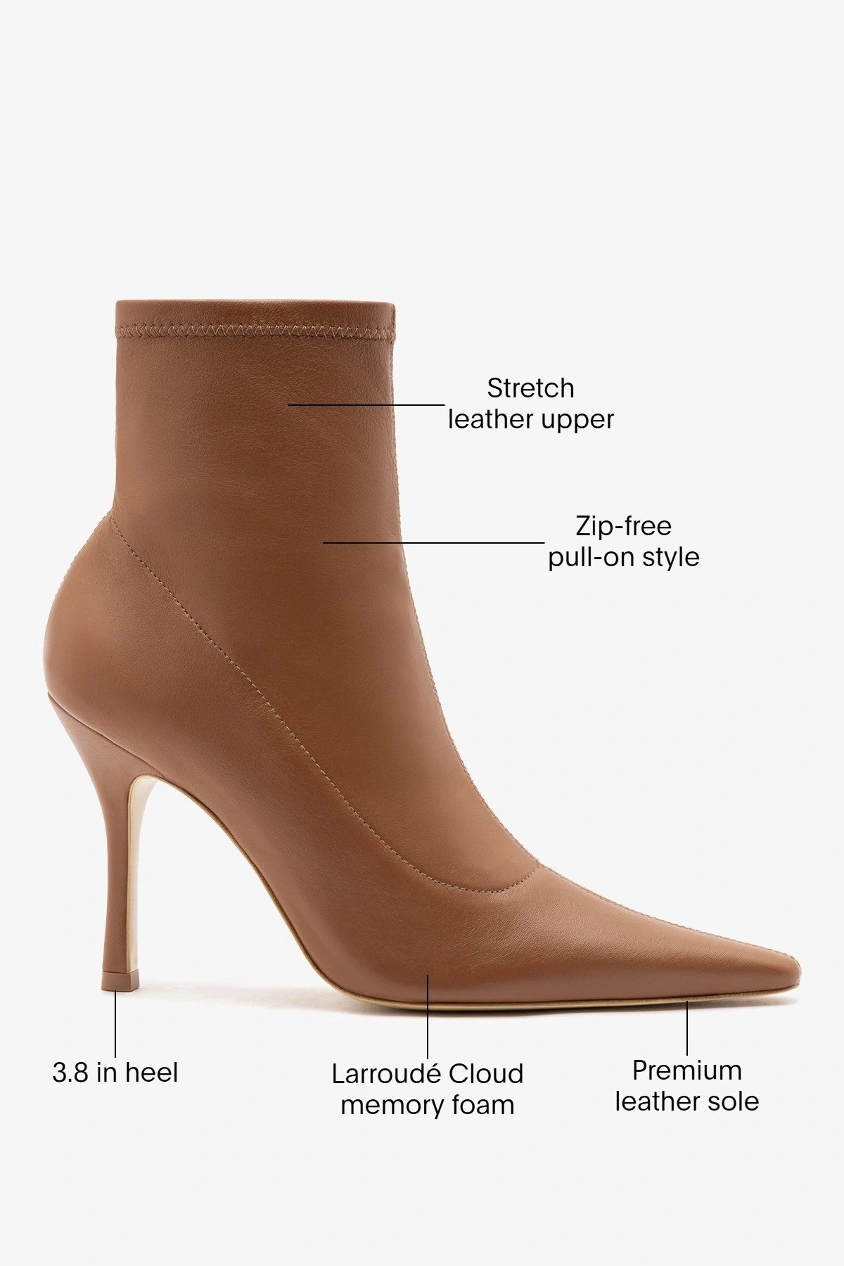 Larroude Mini Carine Boot Caramel Stretch Leather