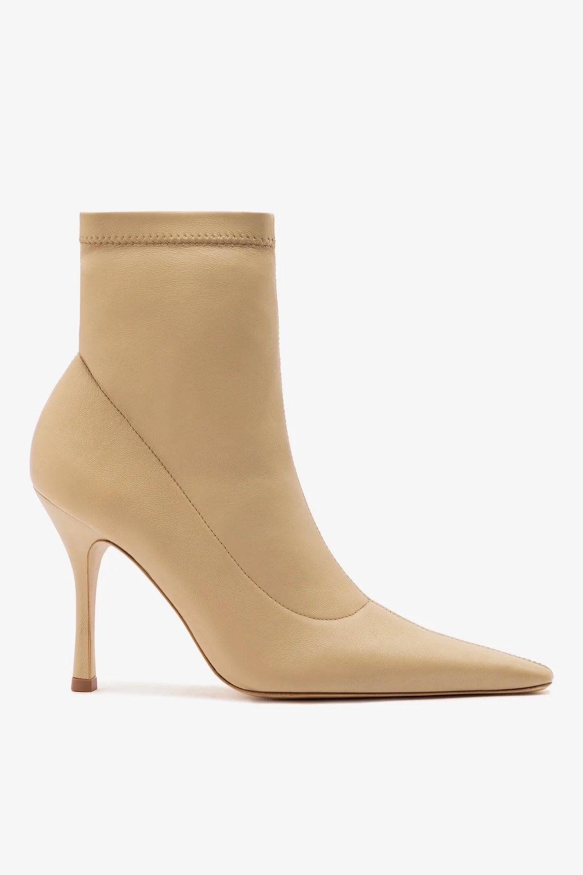 Larroude Mini Carine Boot Beige Stretch Leather