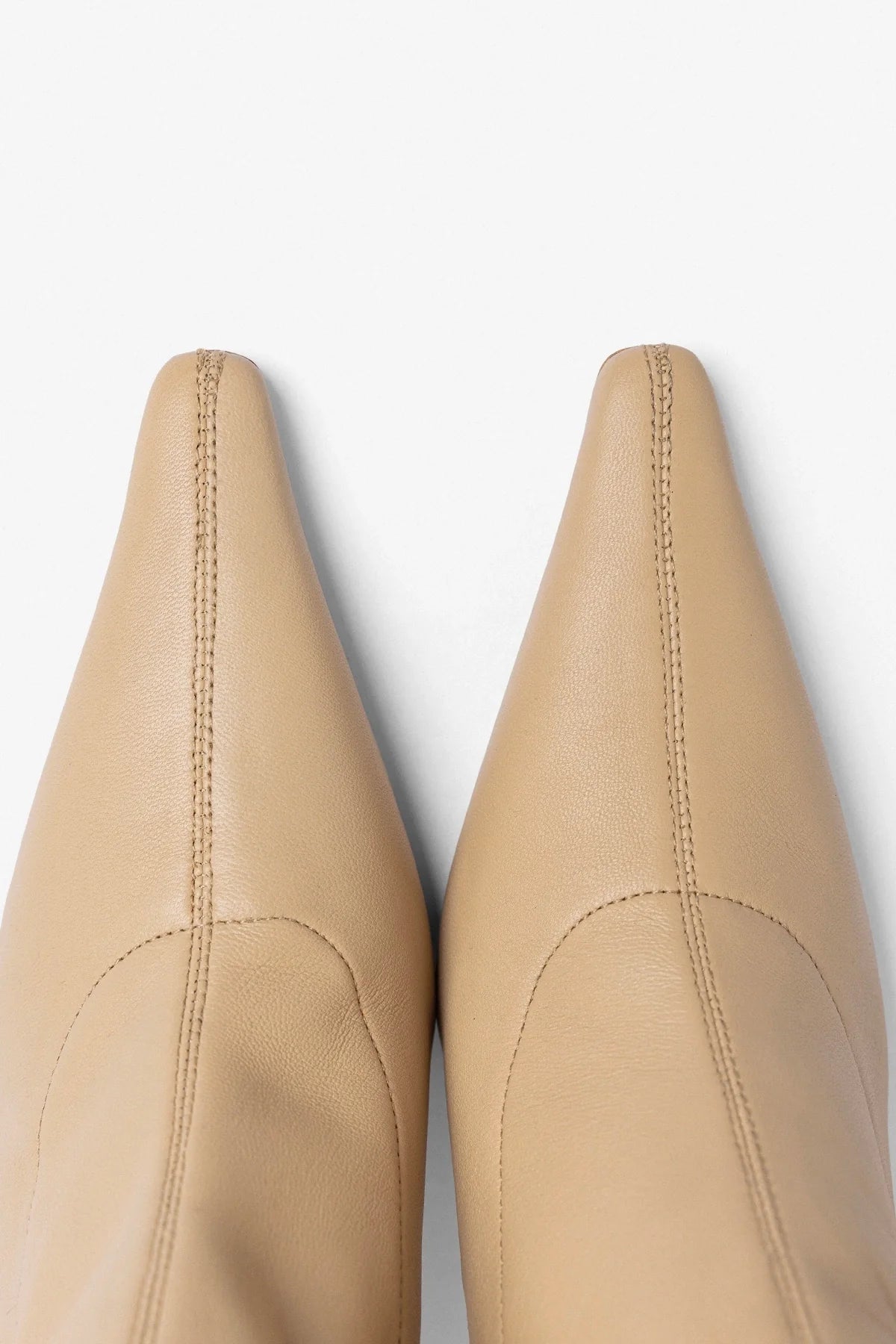 Larroude Mini Carine Boot Beige Stretch Leather