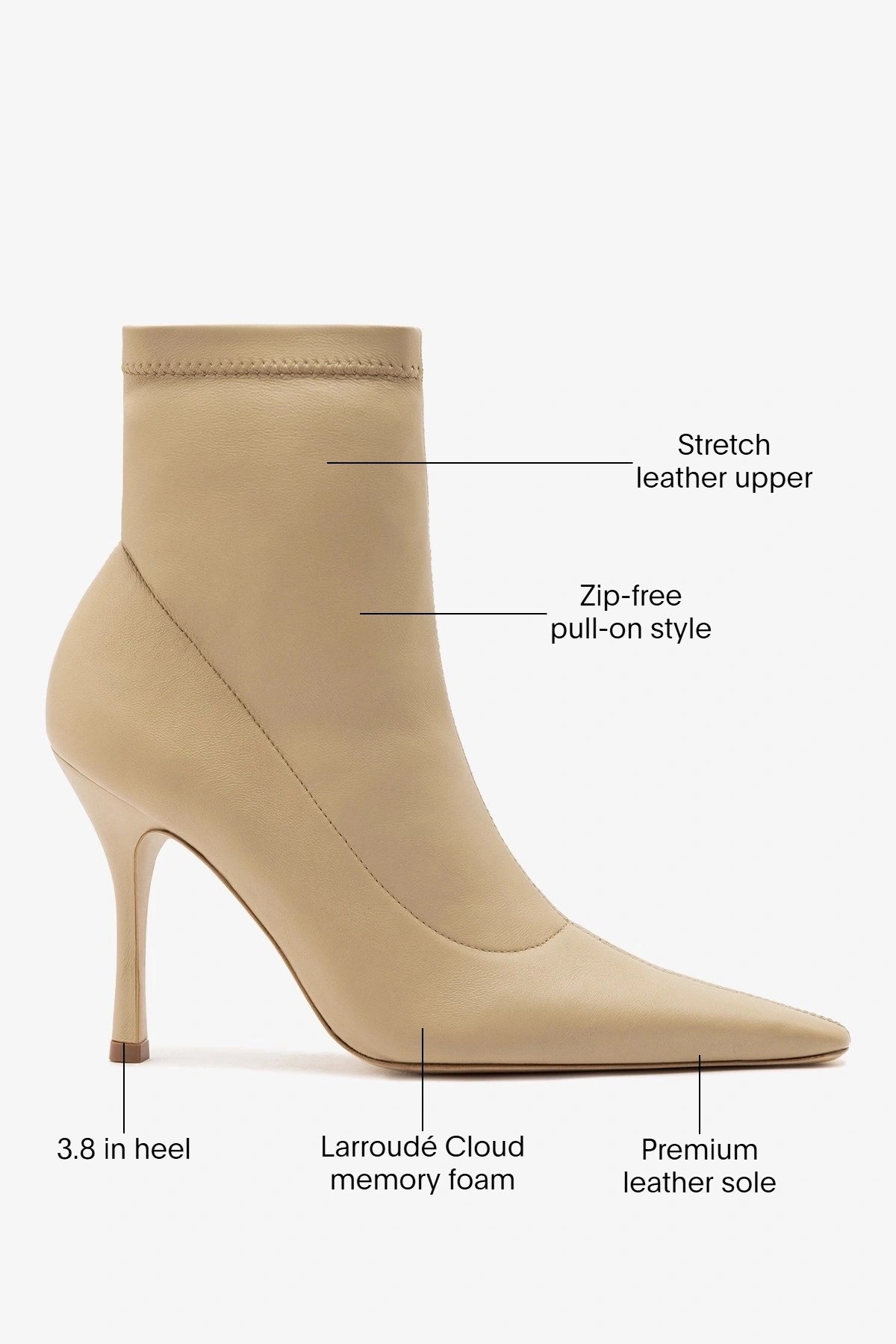 Larroude Mini Carine Boot Beige Stretch Leather