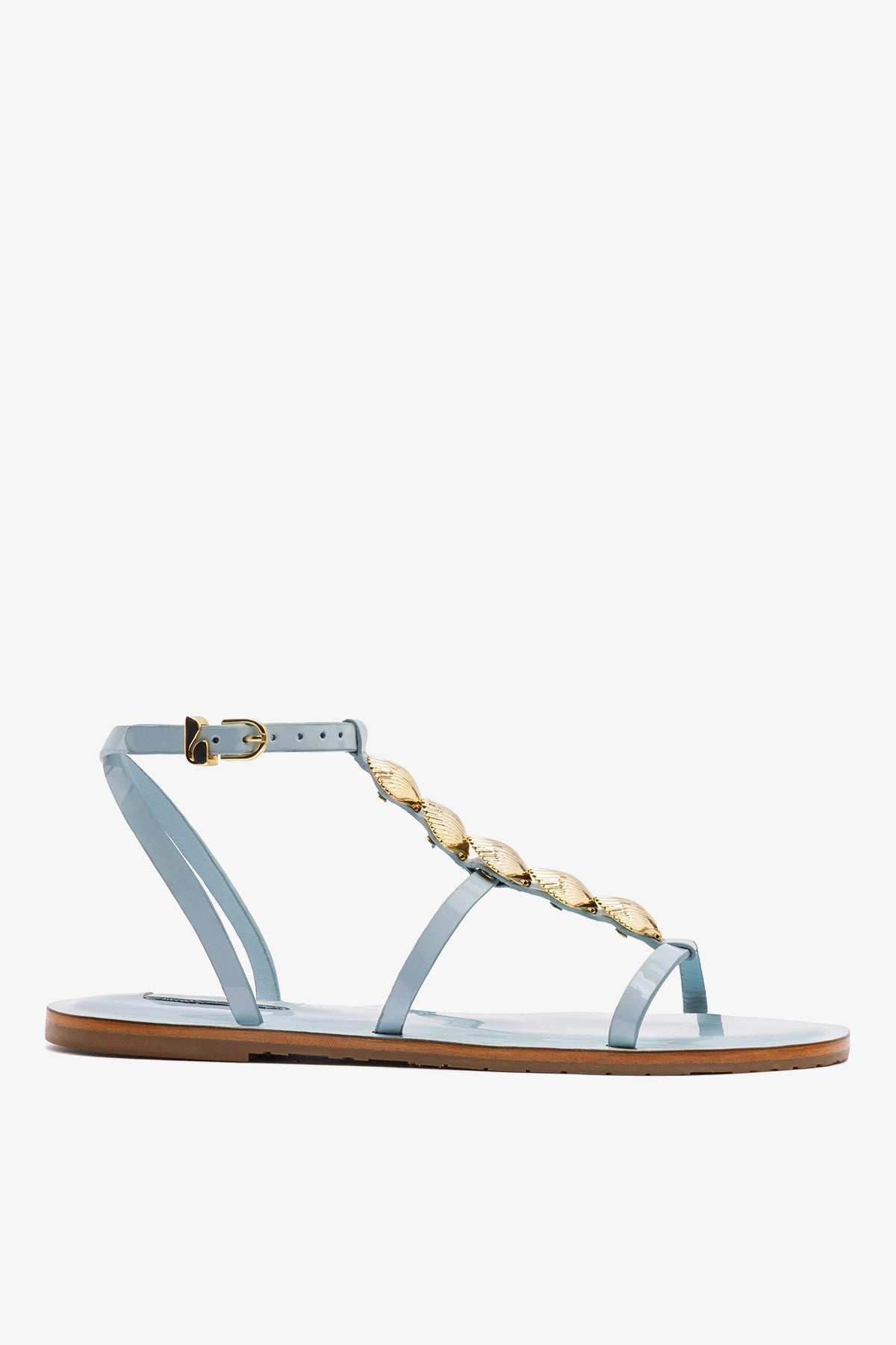 Larroude Coquile Flat Sandal Maya Patent Leather