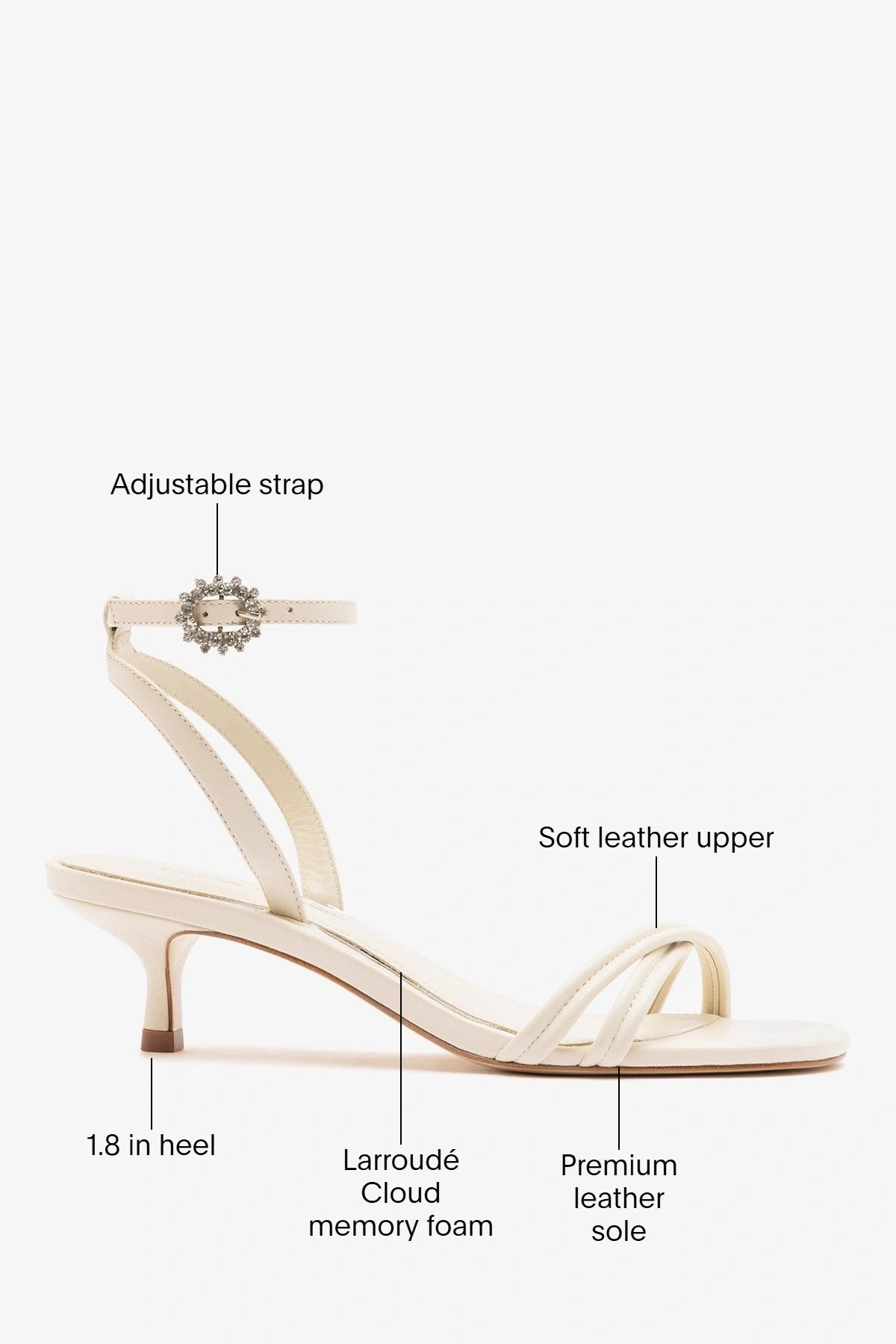 Larroude Larroudé x Markarian: Mini Annie Sandal Ivory Leather
