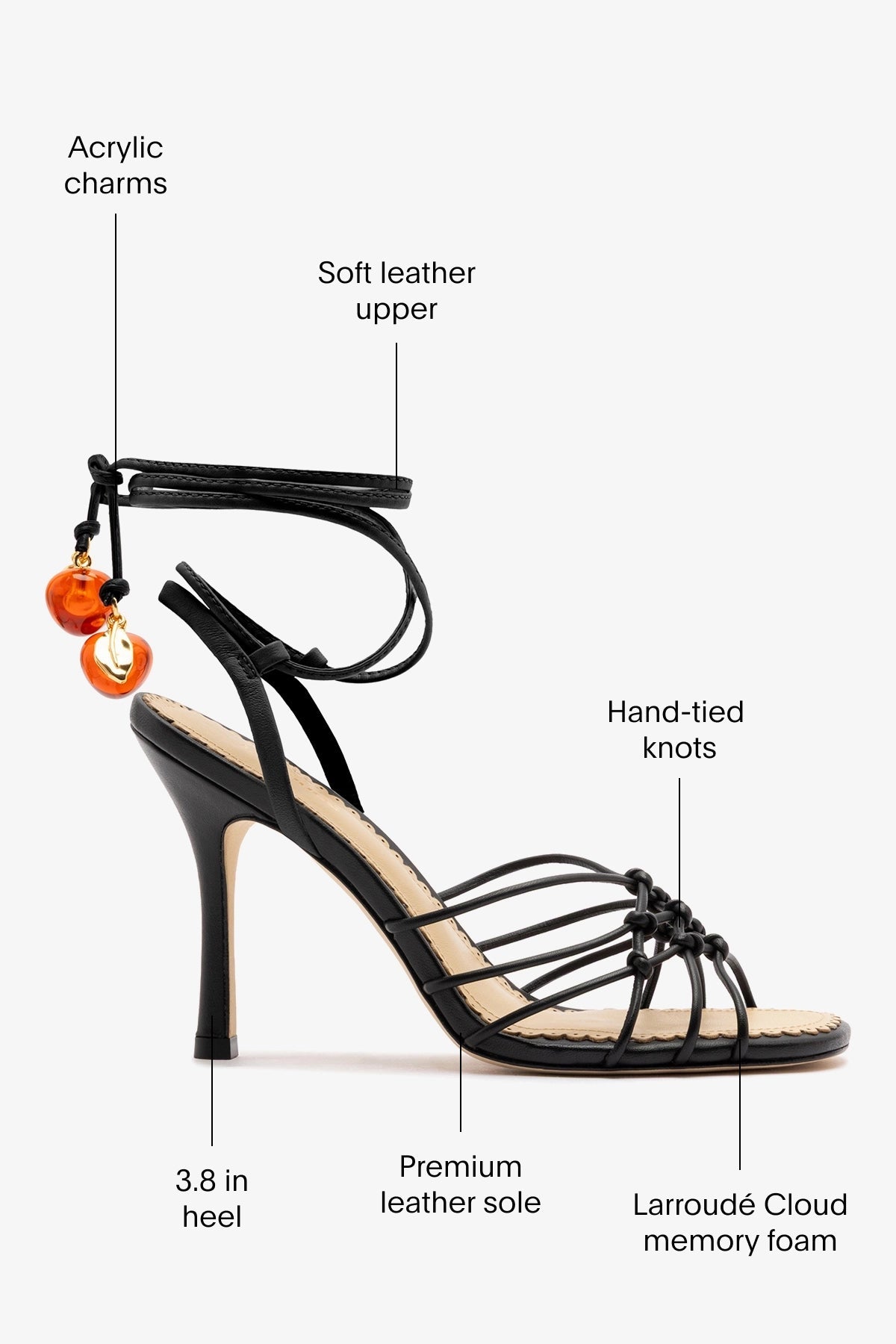 Larroude Carmen Sandal Black Leather