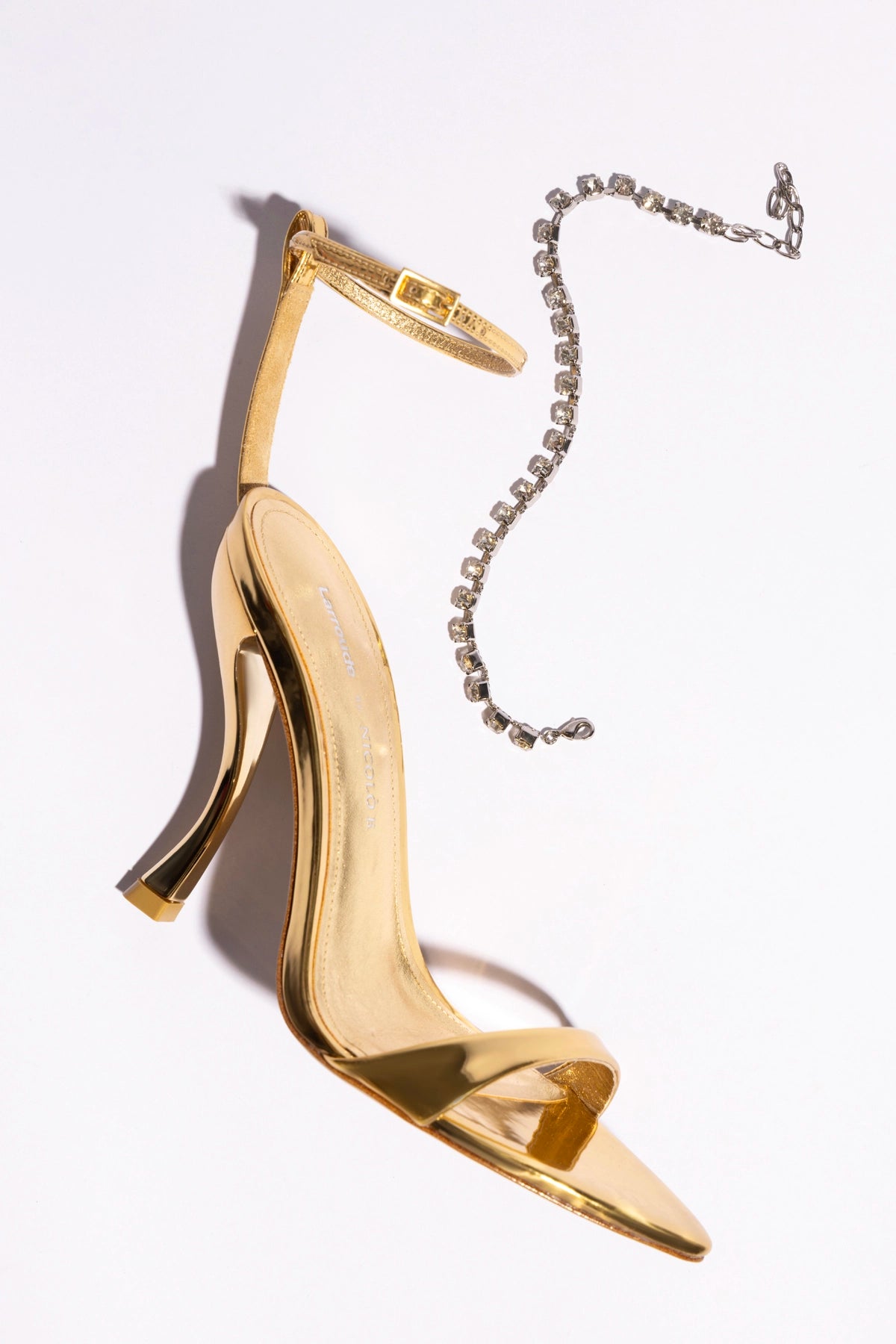 Larroude Larroudé x Nicolò B.: Nana Sandal Gold Specchio
