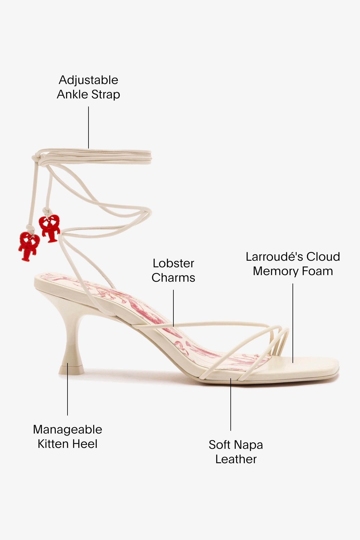 Larroude Nadia Sandal In Ivory Leather