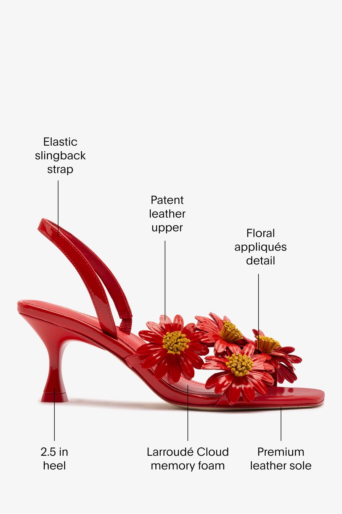 Larroude Fiore Sandal Scarlet Patent Leather