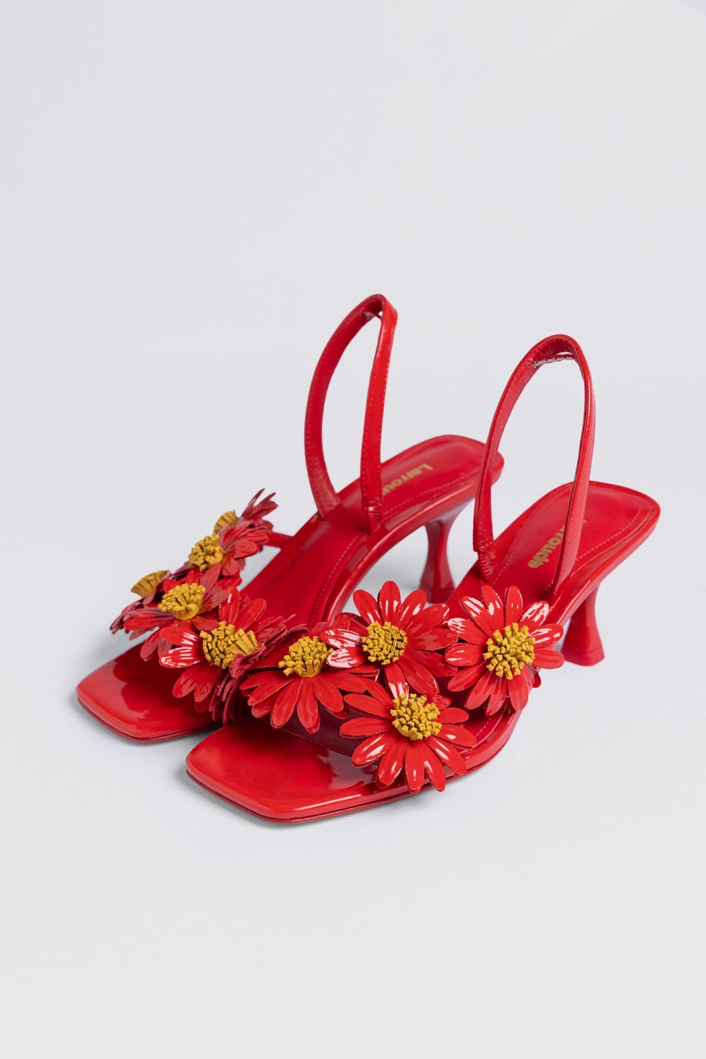 Larroude Fiore Sandal Scarlet Patent Leather