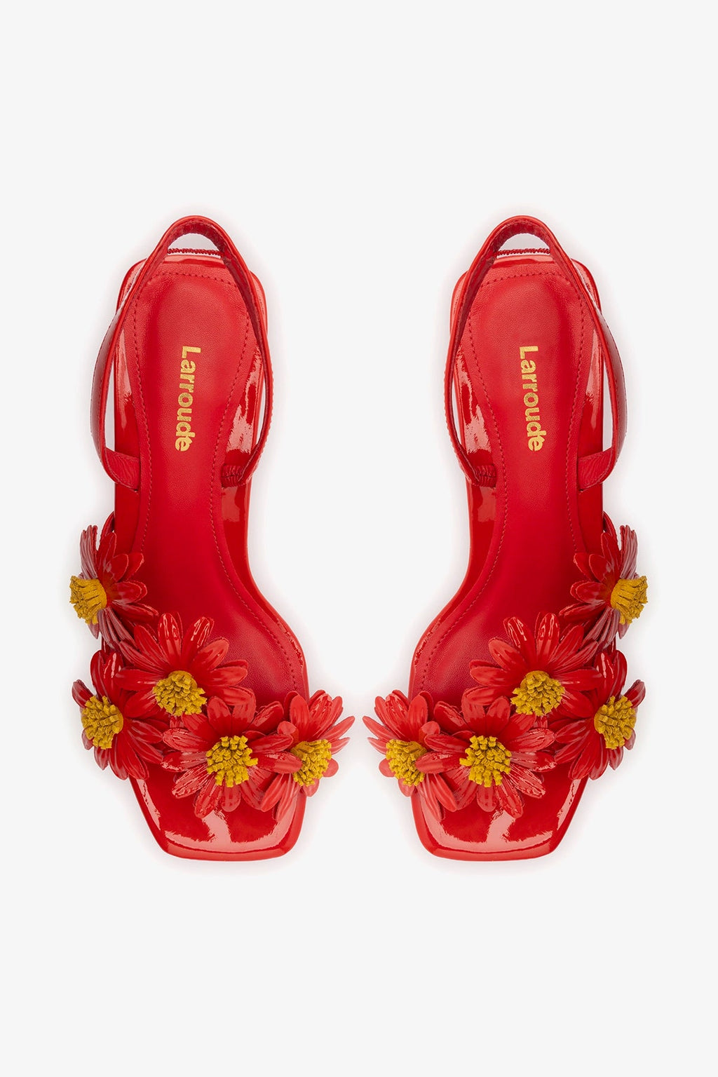 Larroude Fiore Sandal Scarlet Patent Leather