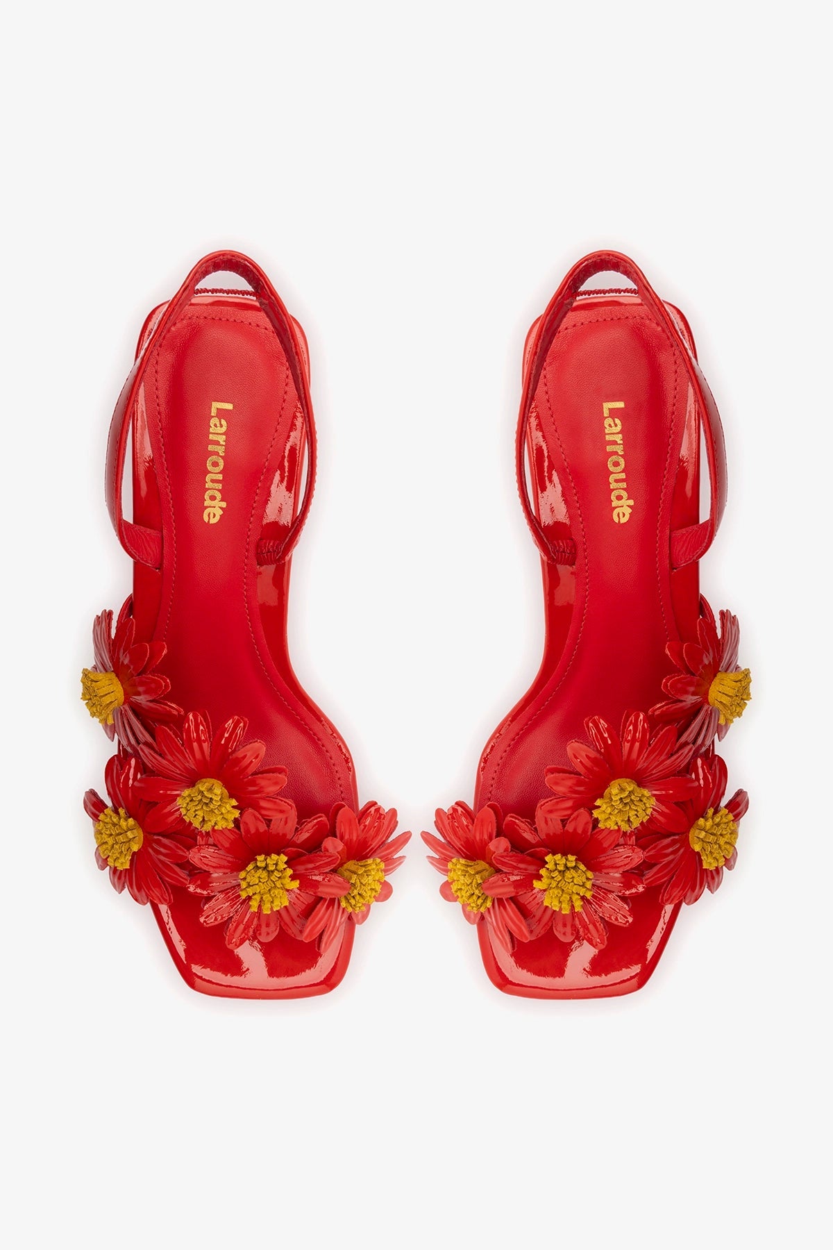 Larroude Fiore Sandal Scarlet Patent Leather