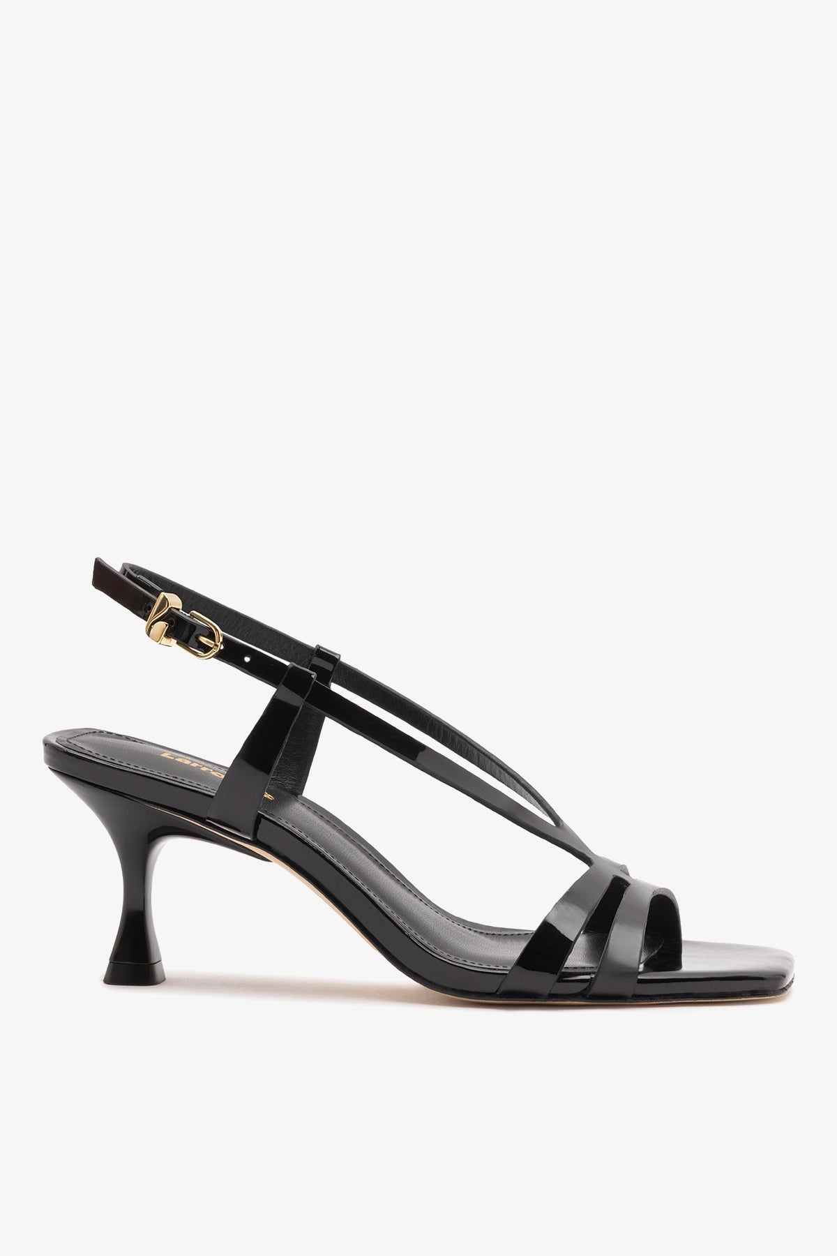 Larroude Daphne Sandal Black Patent Leather
