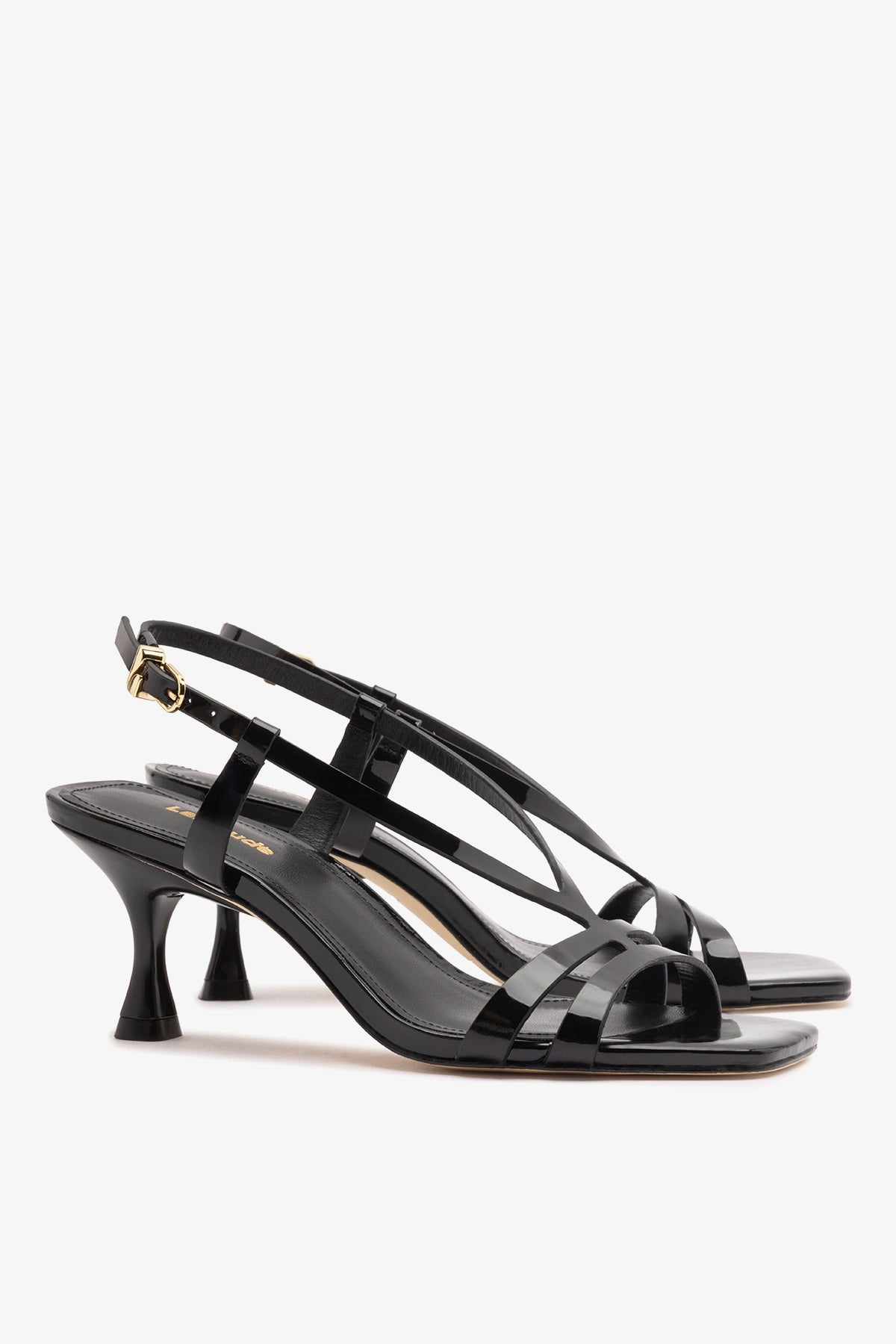 Larroude Daphne Sandal Black Patent Leather