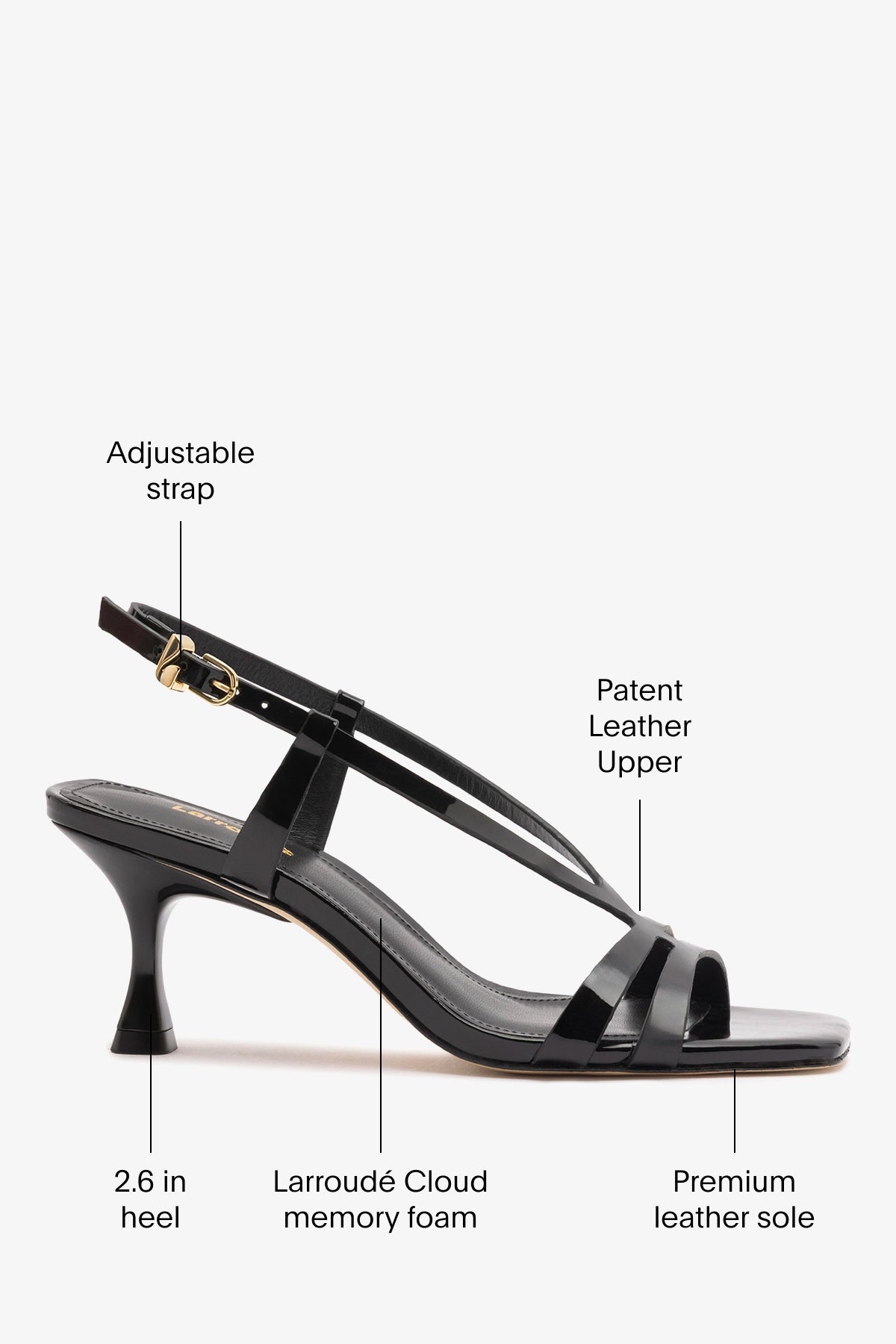 Larroude Daphne Sandal Black Patent Leather