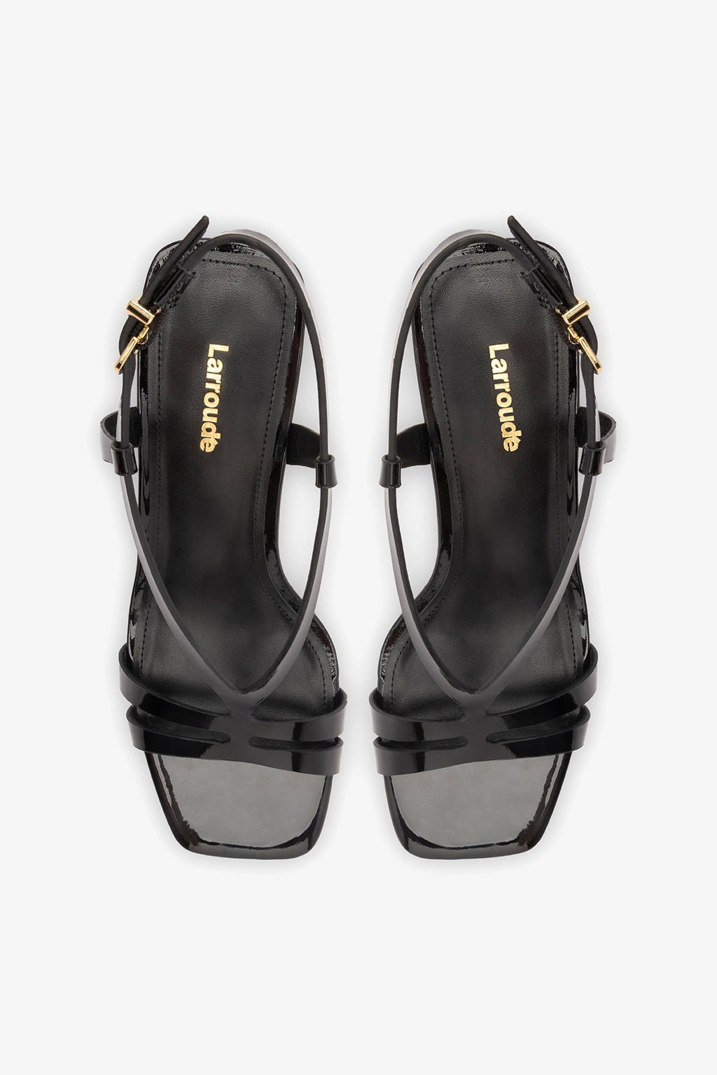 Larroude Daphne Sandal Black Patent Leather