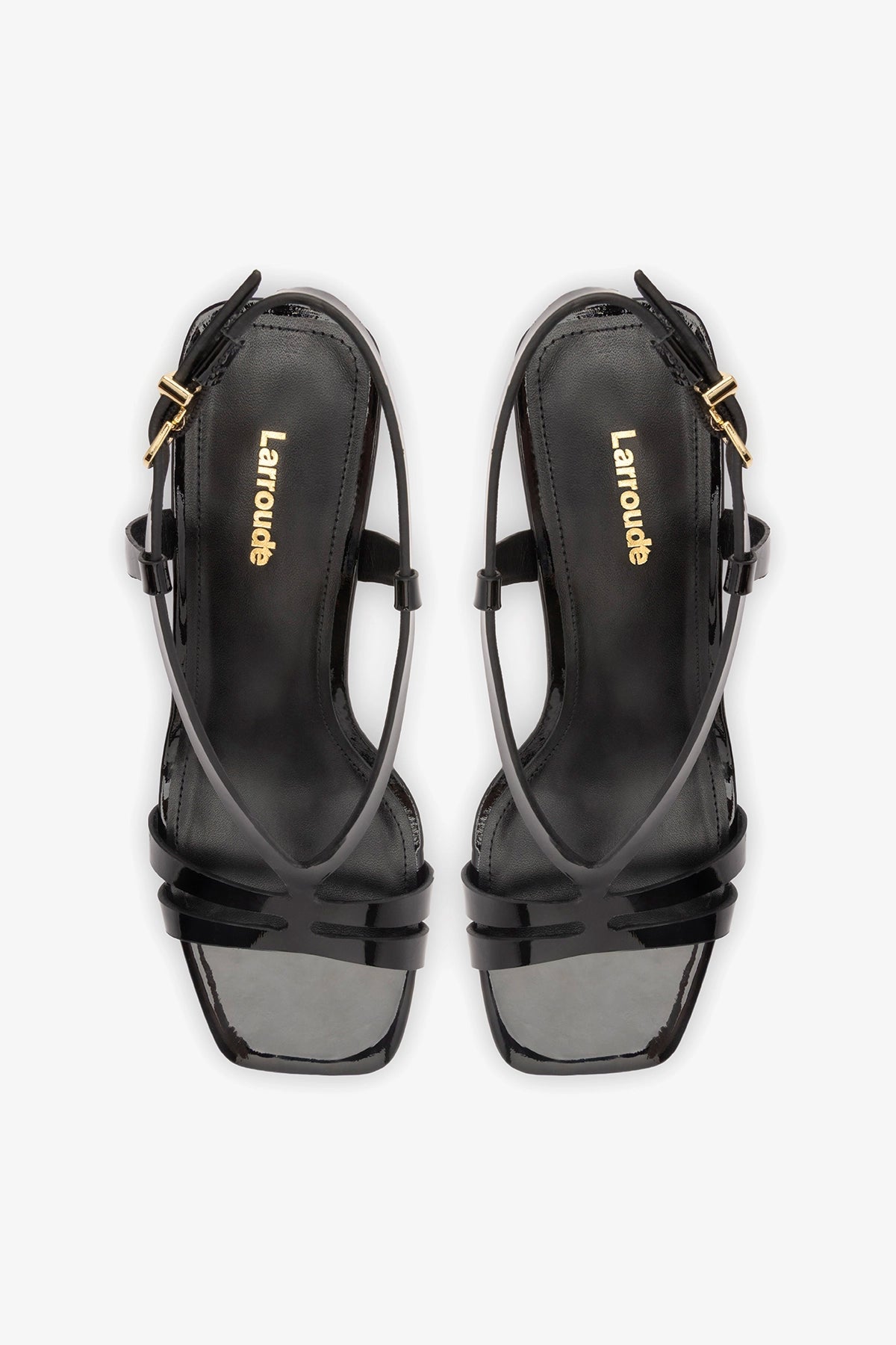 Larroude Daphne Sandal Black Patent Leather