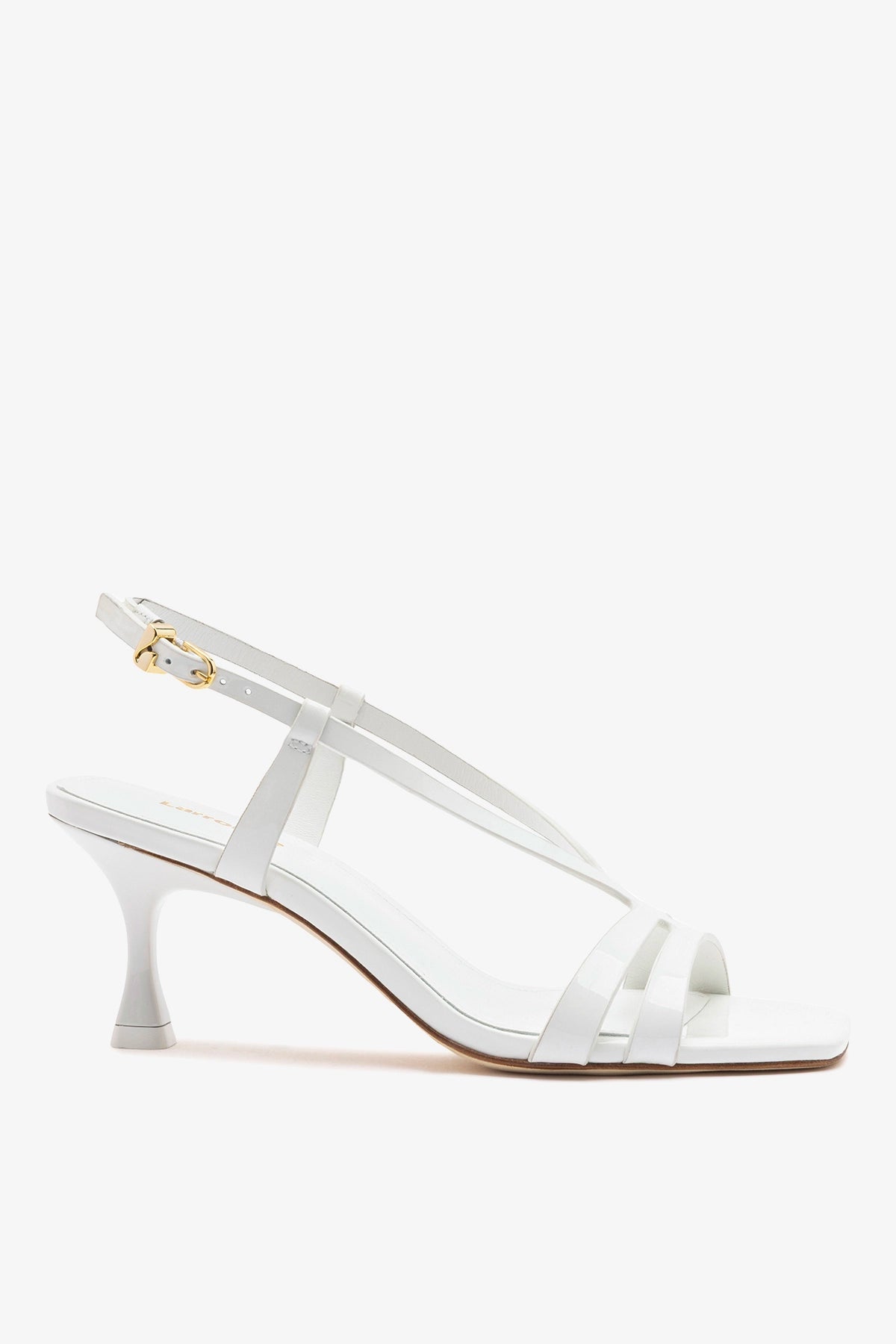 Larroude Daphne Sandal White Patent Leather