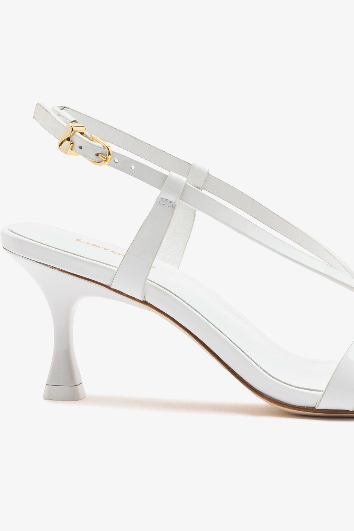 Larroude Daphne Sandal White Patent Leather