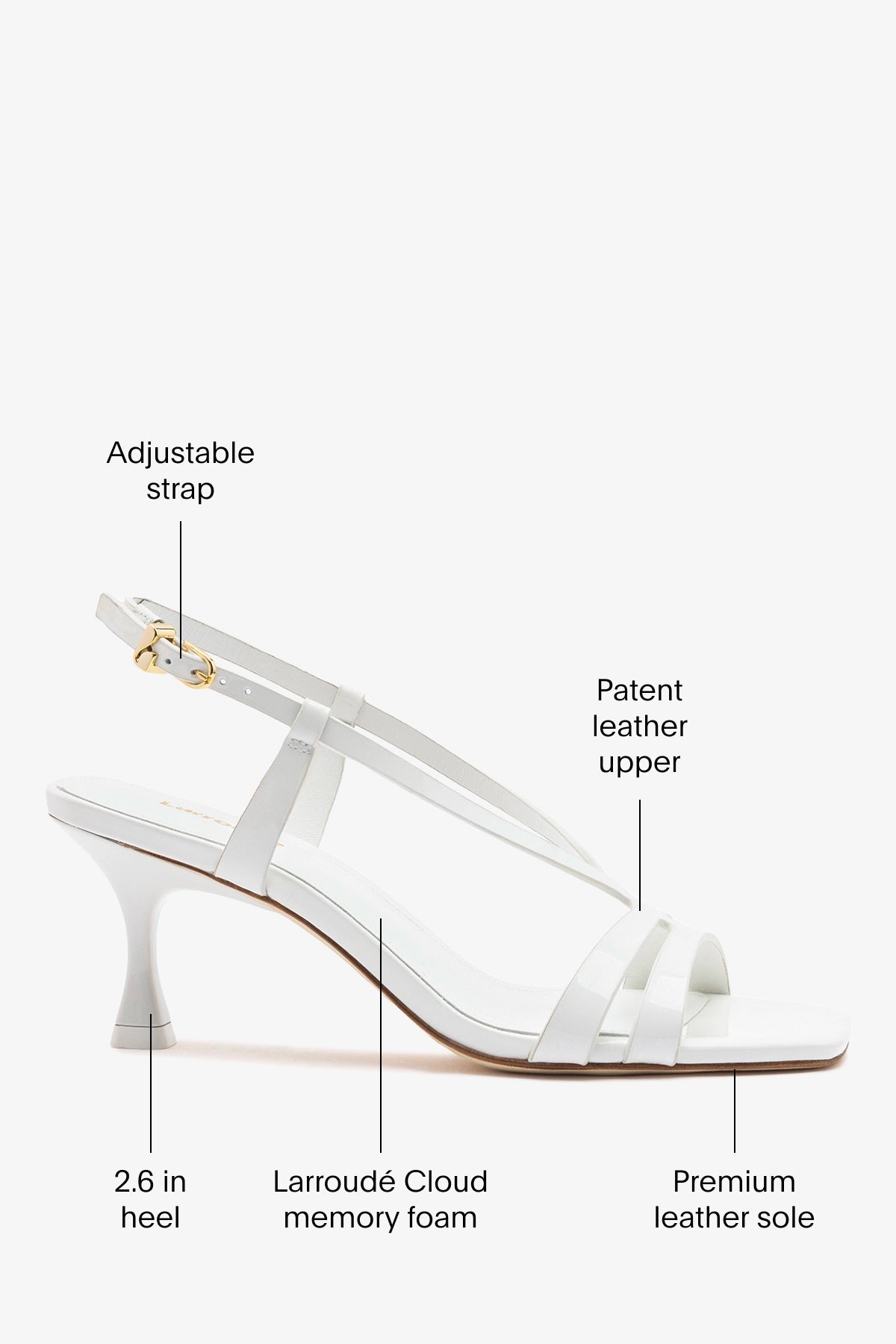 Larroude Daphne Sandal White Patent Leather