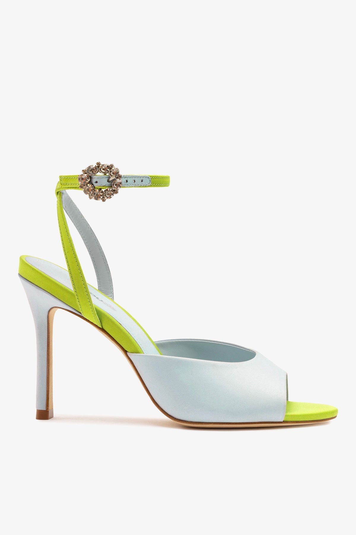 Larroude Jasmine Sandal Powder Blue and Green Satin