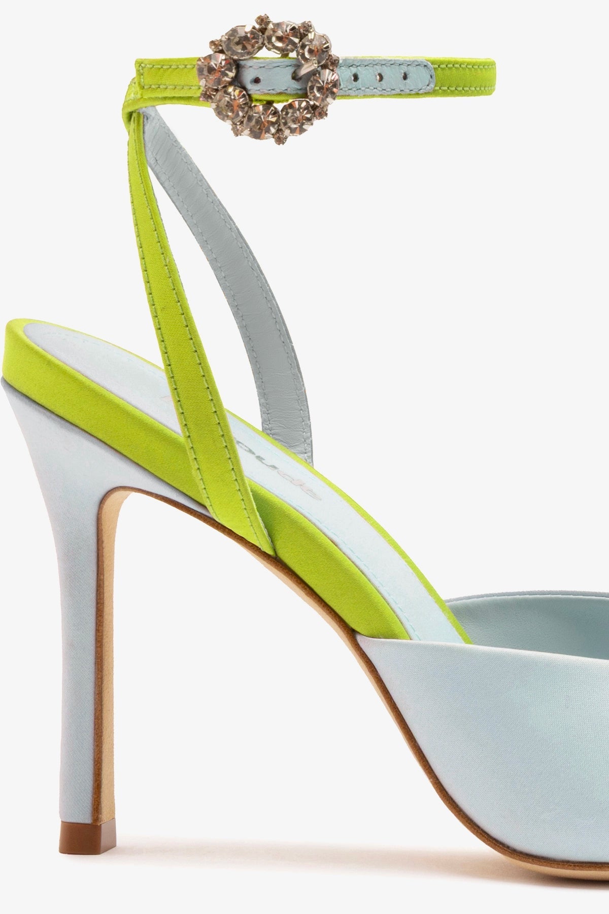 Larroude Jasmine Sandal Powder Blue and Green Satin