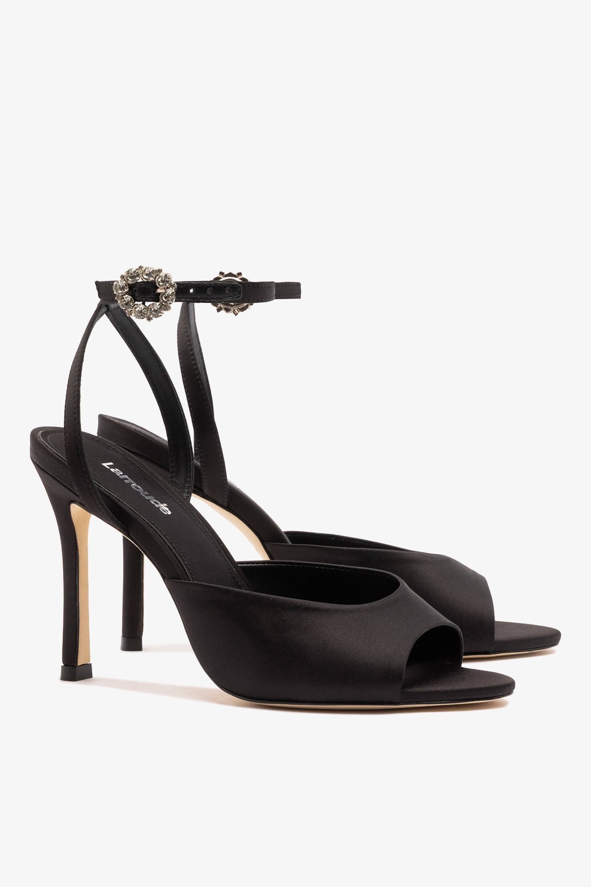 Larroude Jasmine Sandal Black Satin