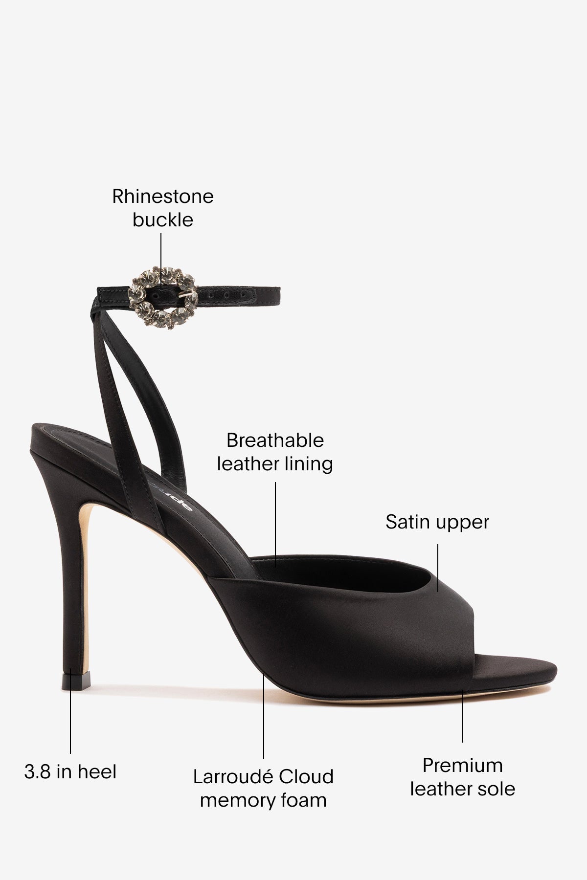 Larroude Jasmine Sandal Black Satin
