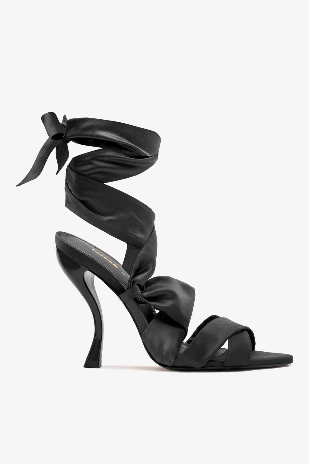 Larroude Larroudé x Nicolò B.: Dani Sandal Black Satin