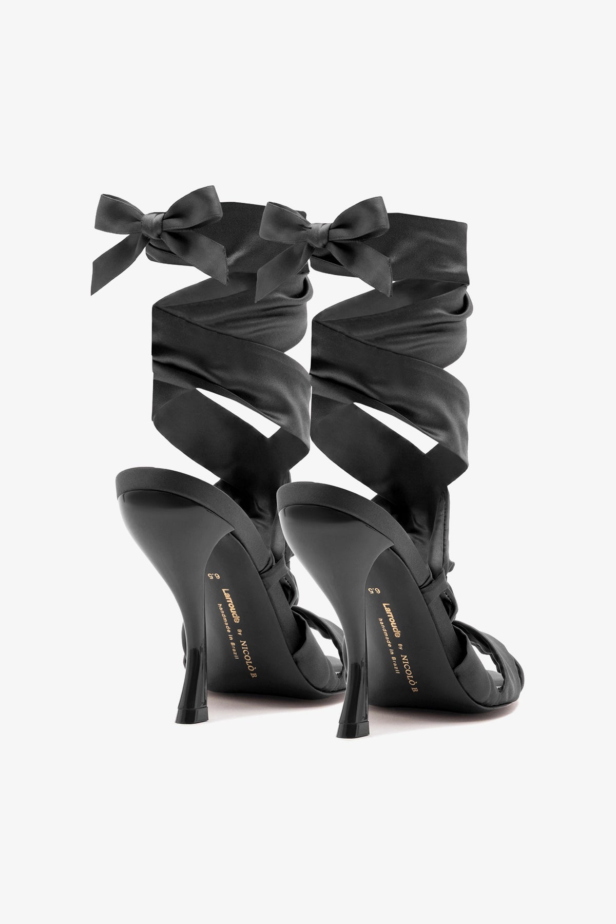 Larroude Larroudé x Nicolò B.: Dani Sandal Black Satin