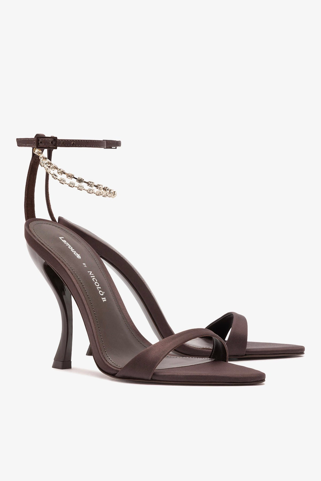 Larroude Larroudé x Nicolò B.: Nana Sandal Mahogany Satin