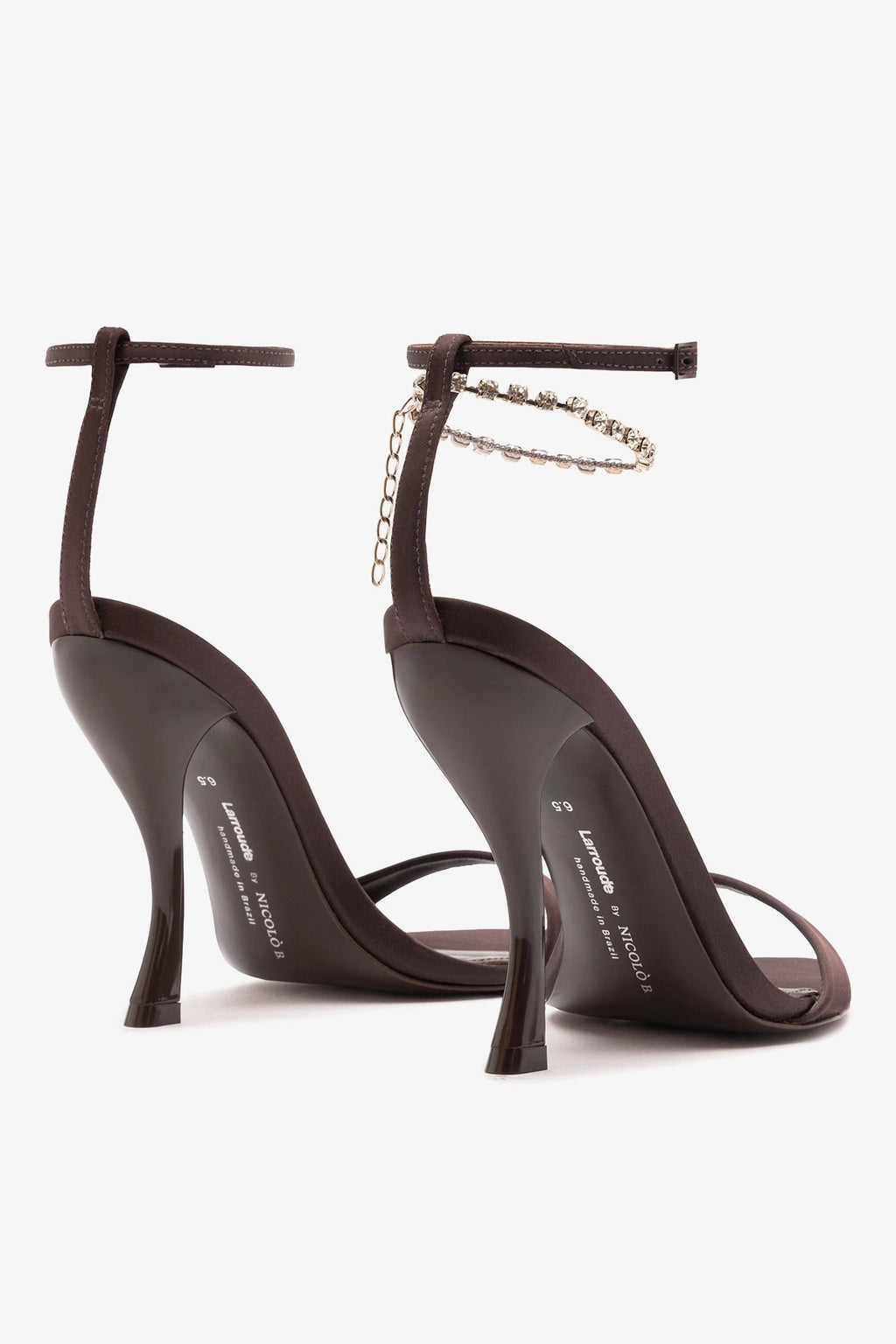 Larroude Larroudé x Nicolò B.: Nana Sandal Mahogany Satin