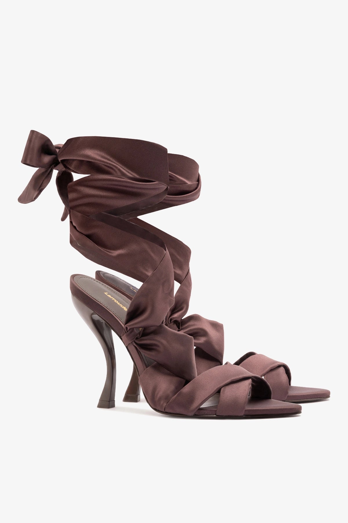 Larroude Larroudé x Nicolò B.: Dani Sandal Mahogany Satin