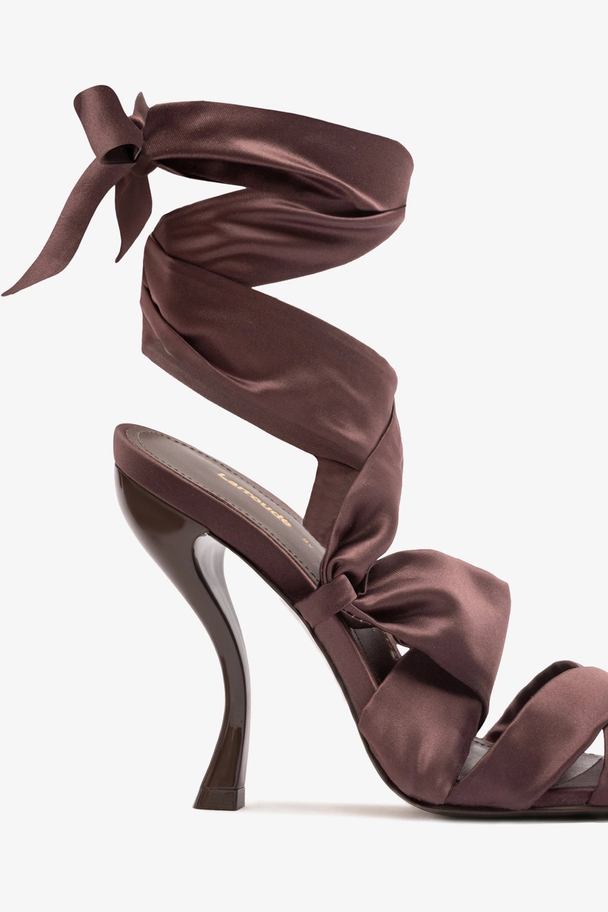 Larroude Larroudé x Nicolò B.: Dani Sandal Mahogany Satin