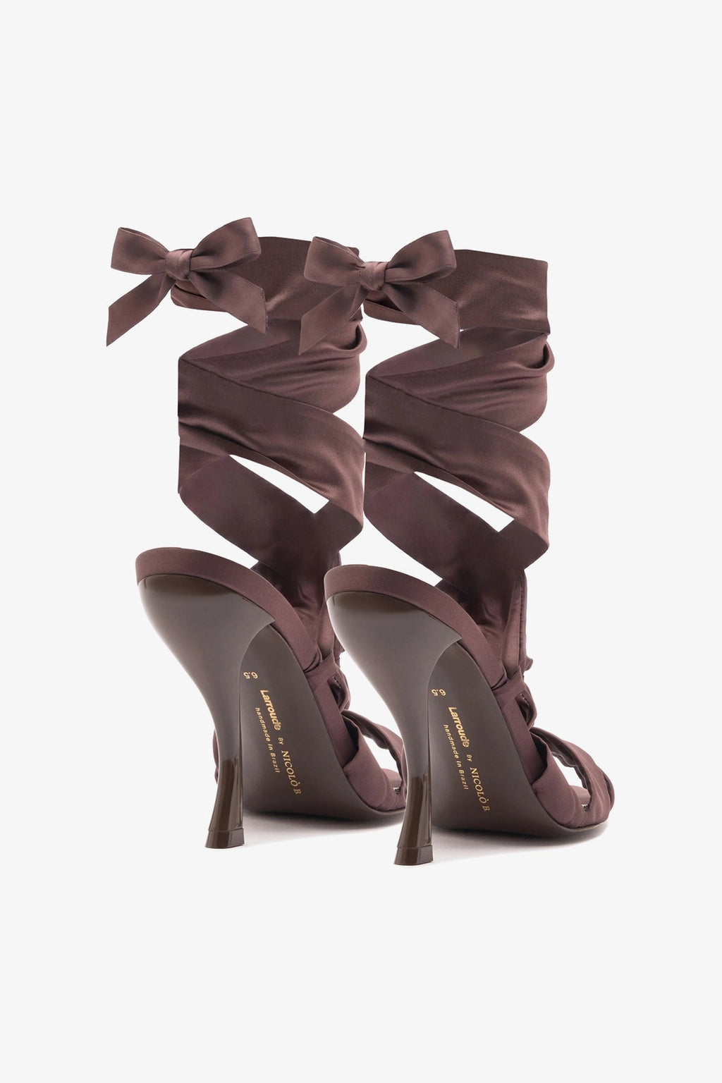 Larroude Larroudé x Nicolò B.: Dani Sandal Mahogany Satin
