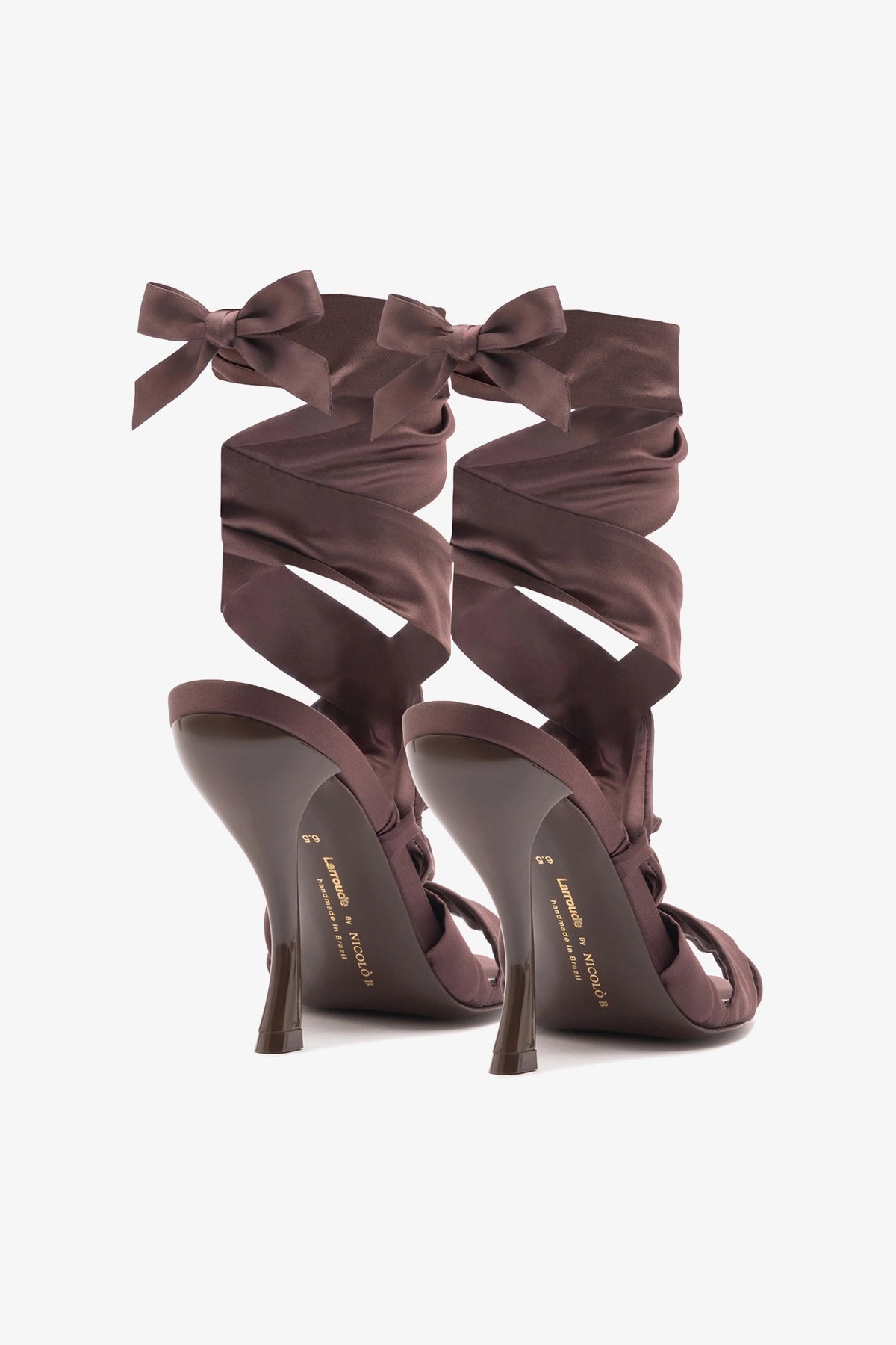 Larroude Larroudé x Nicolò B.: Dani Sandal Mahogany Satin