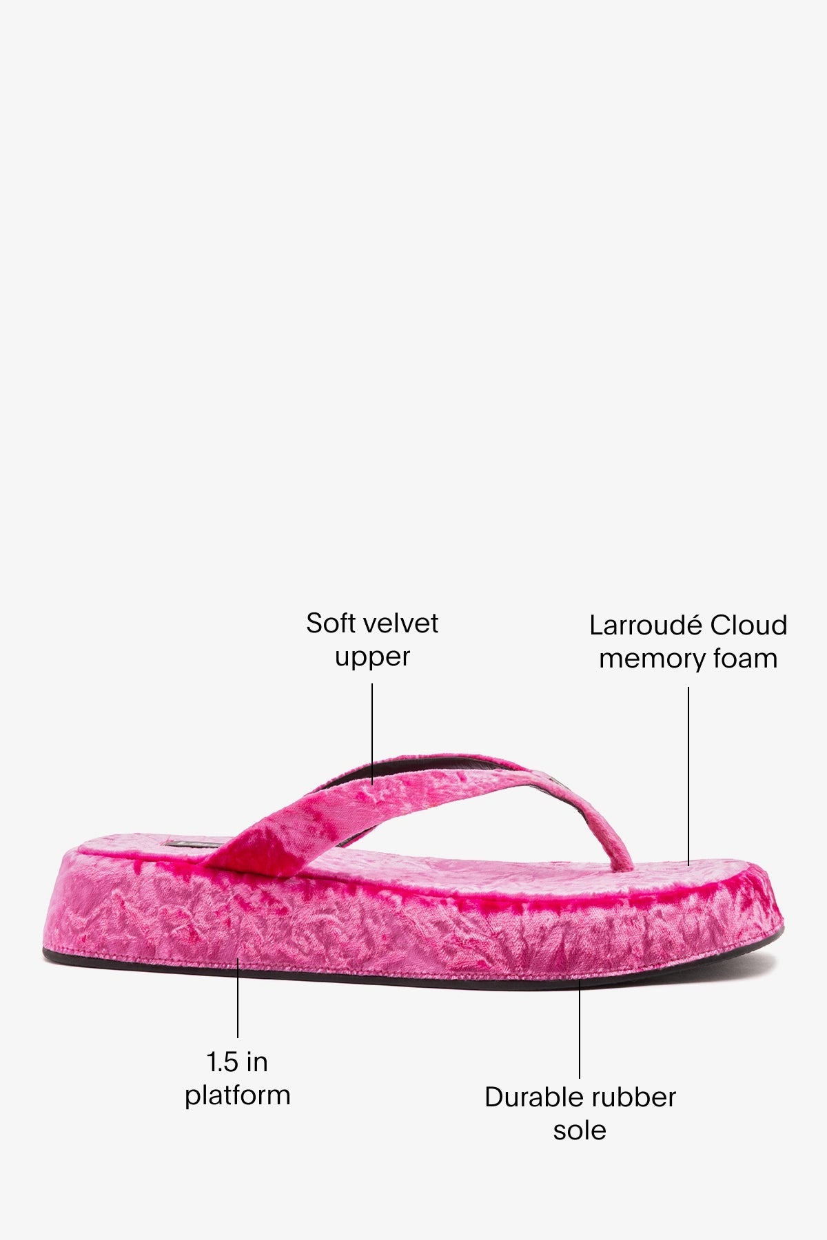 Larroude Roxy Thong Sandal Pink Velvet
