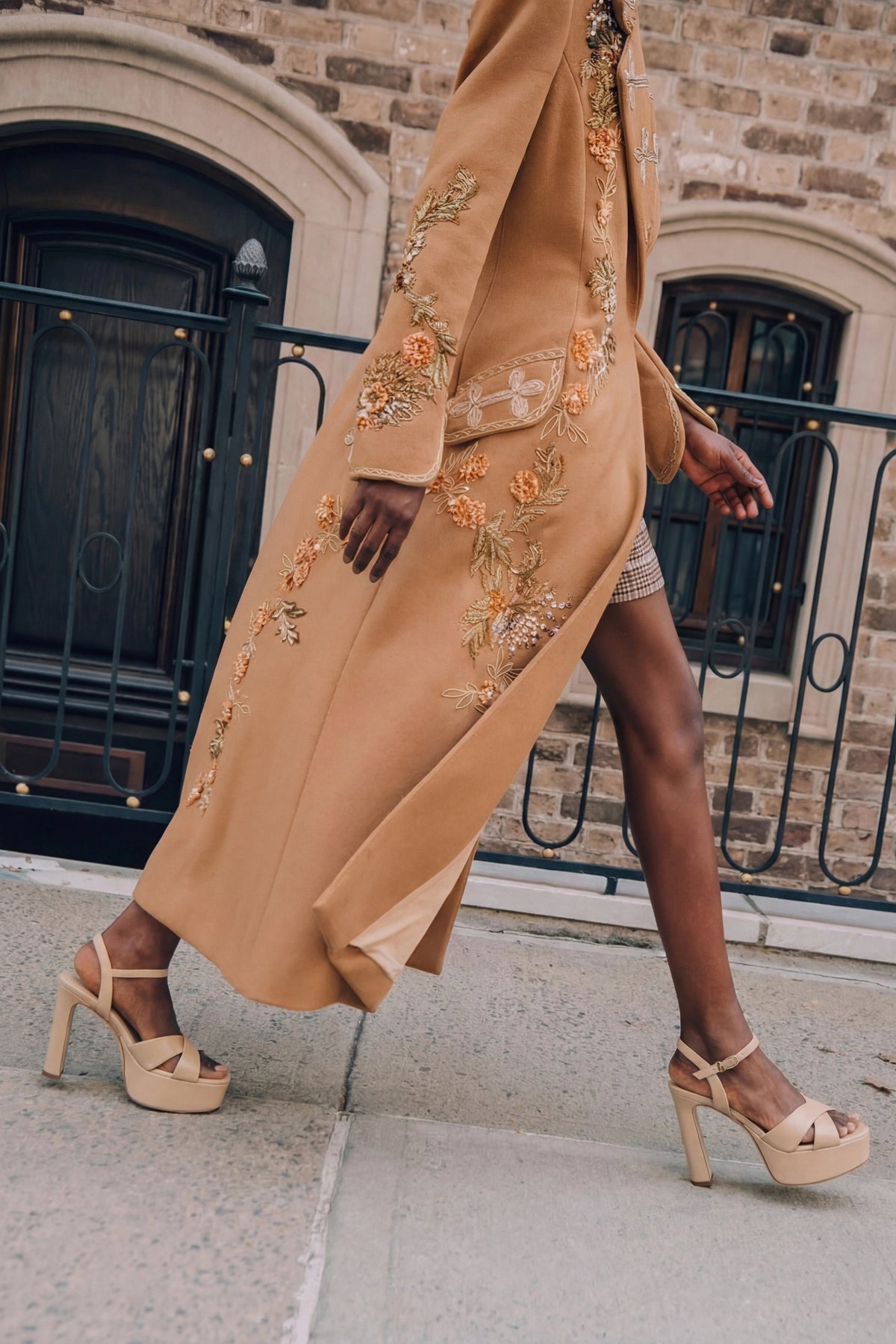 Larroude Bianca High Platform Sandal In Sand Leather