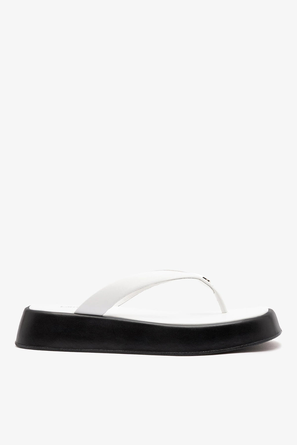 Larroude Roxy Thong Sandal Black and White Leather