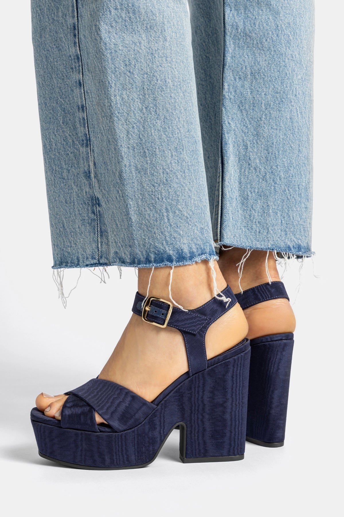 Larroude Cher Sandal In Indigo Leather